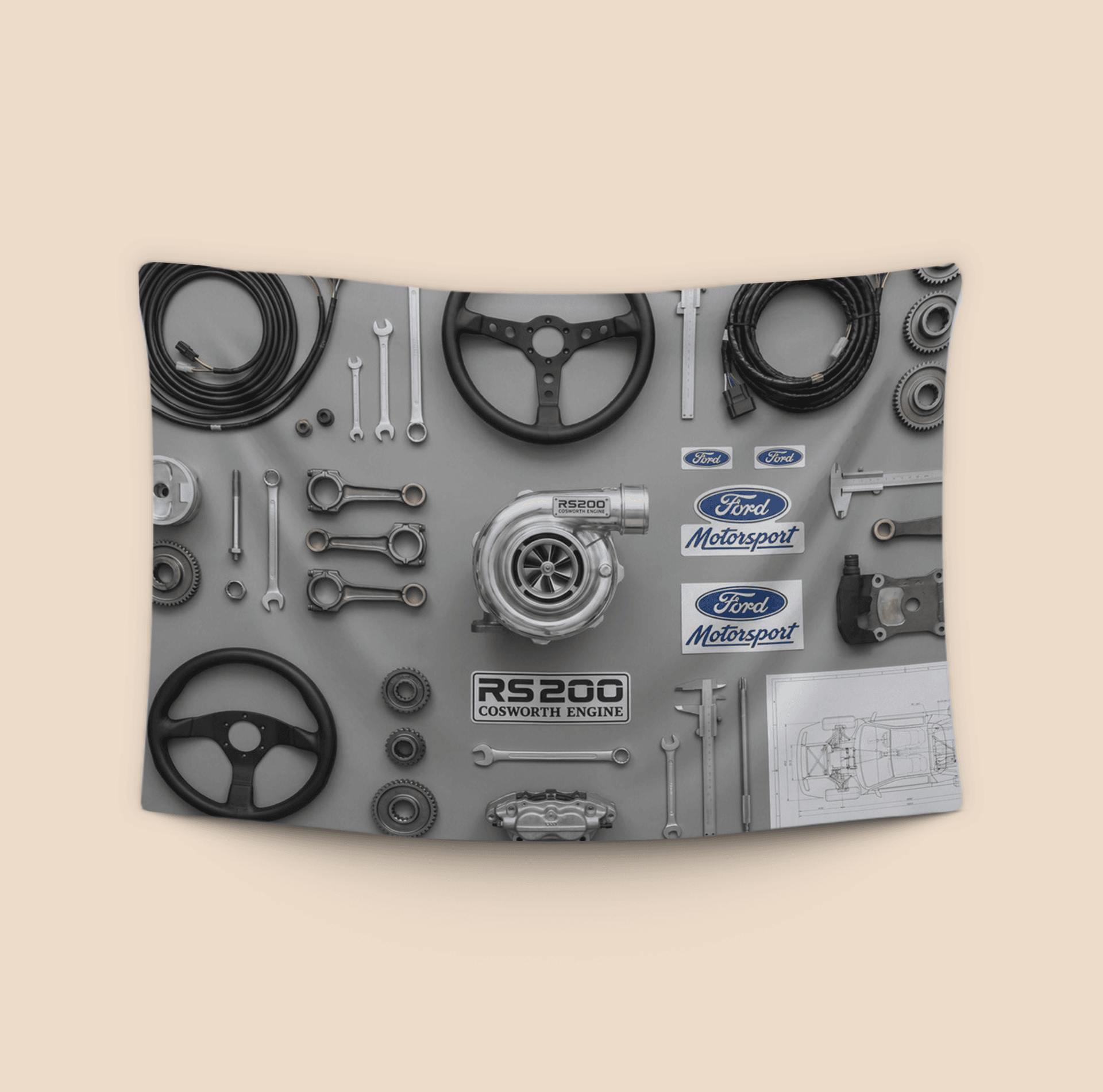 Ford RS200 Cosworth Parts Knolling