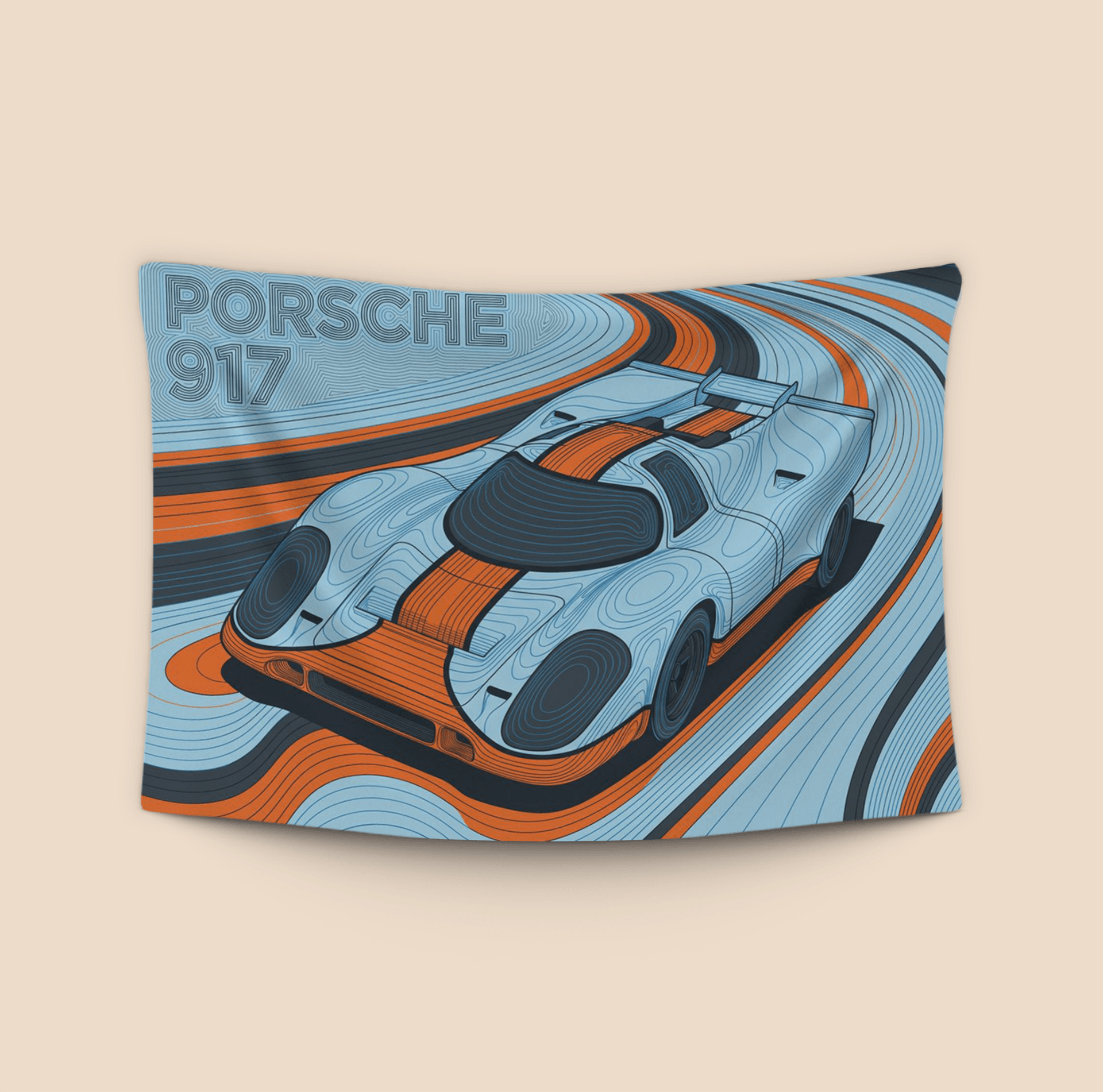 Porsche 917 Gulf Topographic Line Art