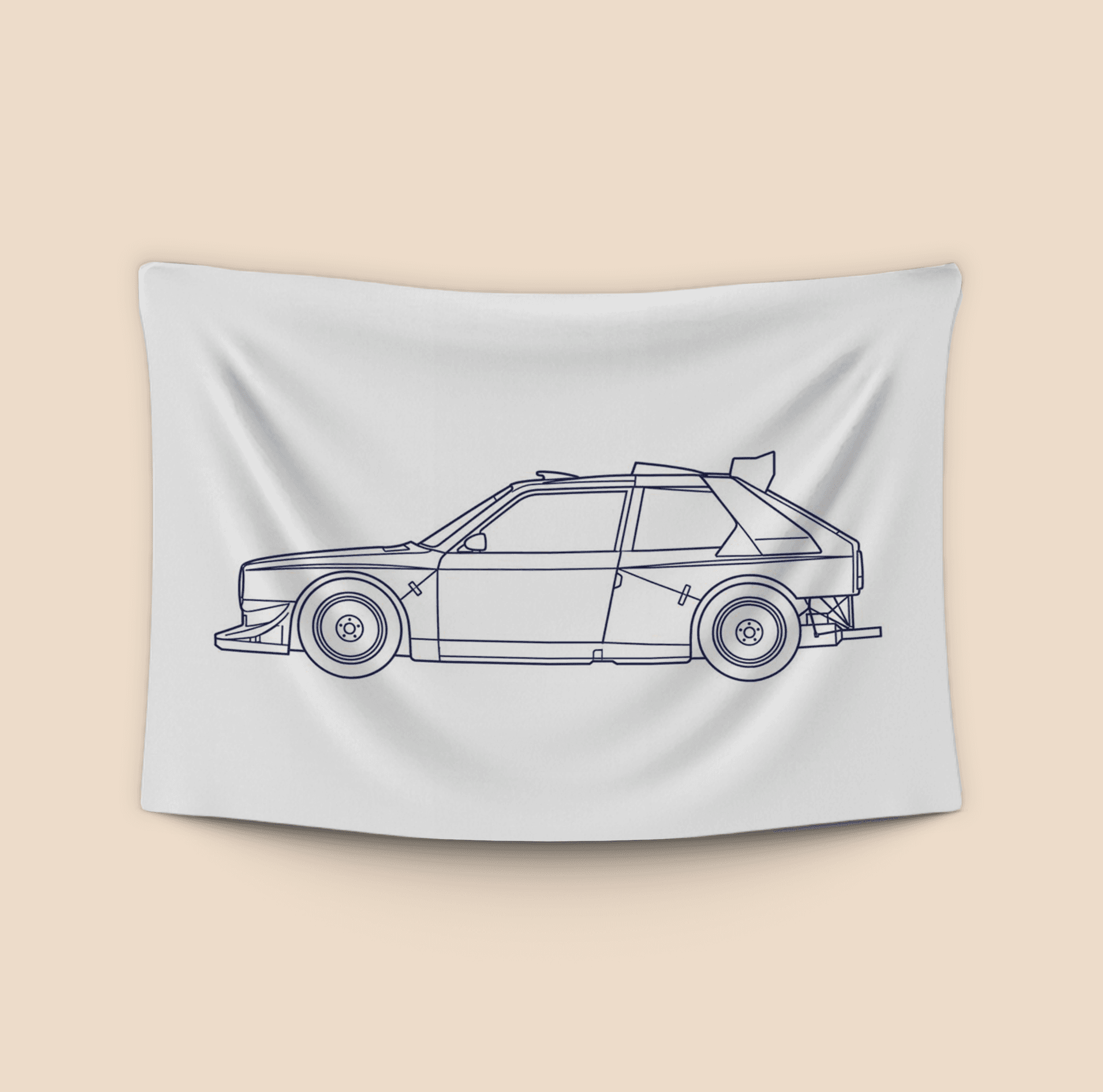 Lancia Delta S4 Minimalist Profile Line Art
