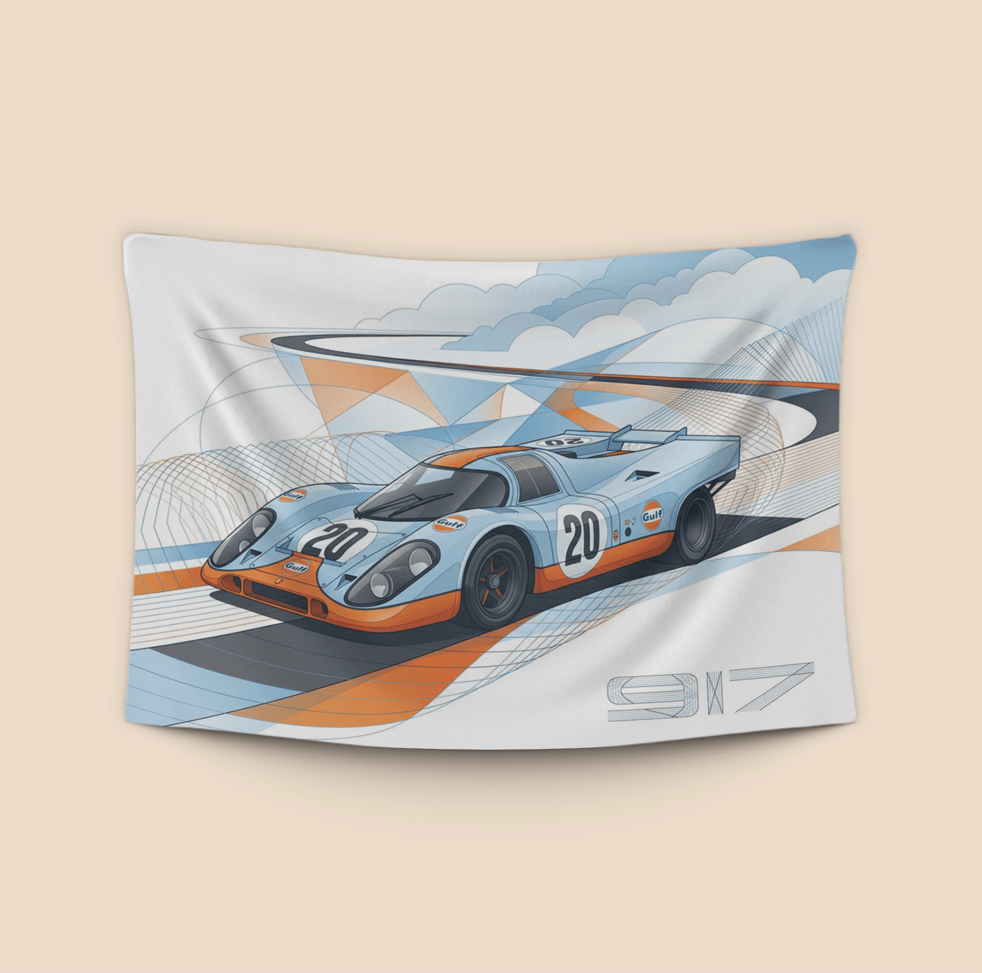 Porsche 917 Gulf Livery Wireframe Vector