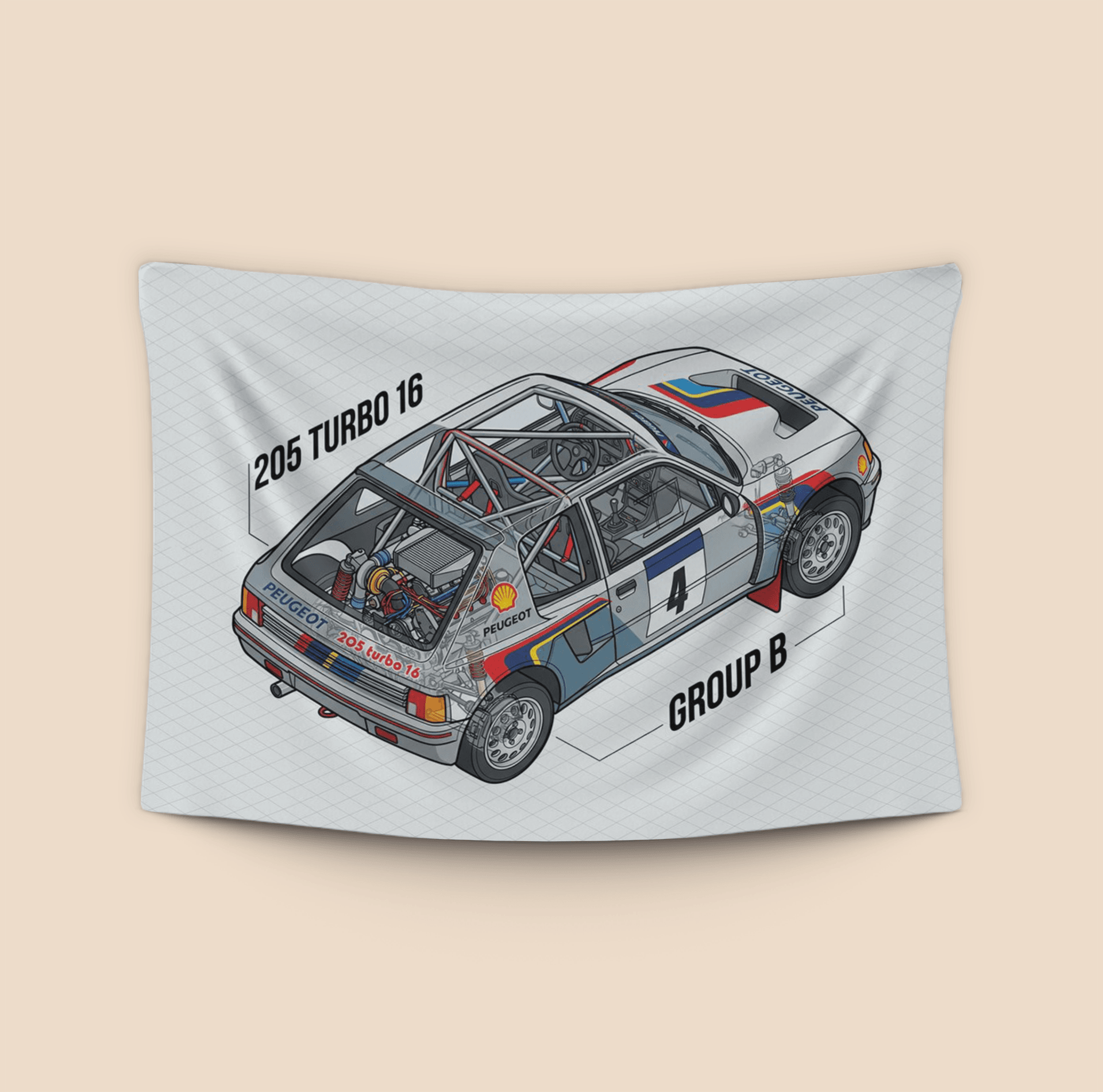 Peugeot 205 T16: Isometric Cutaway Illustration