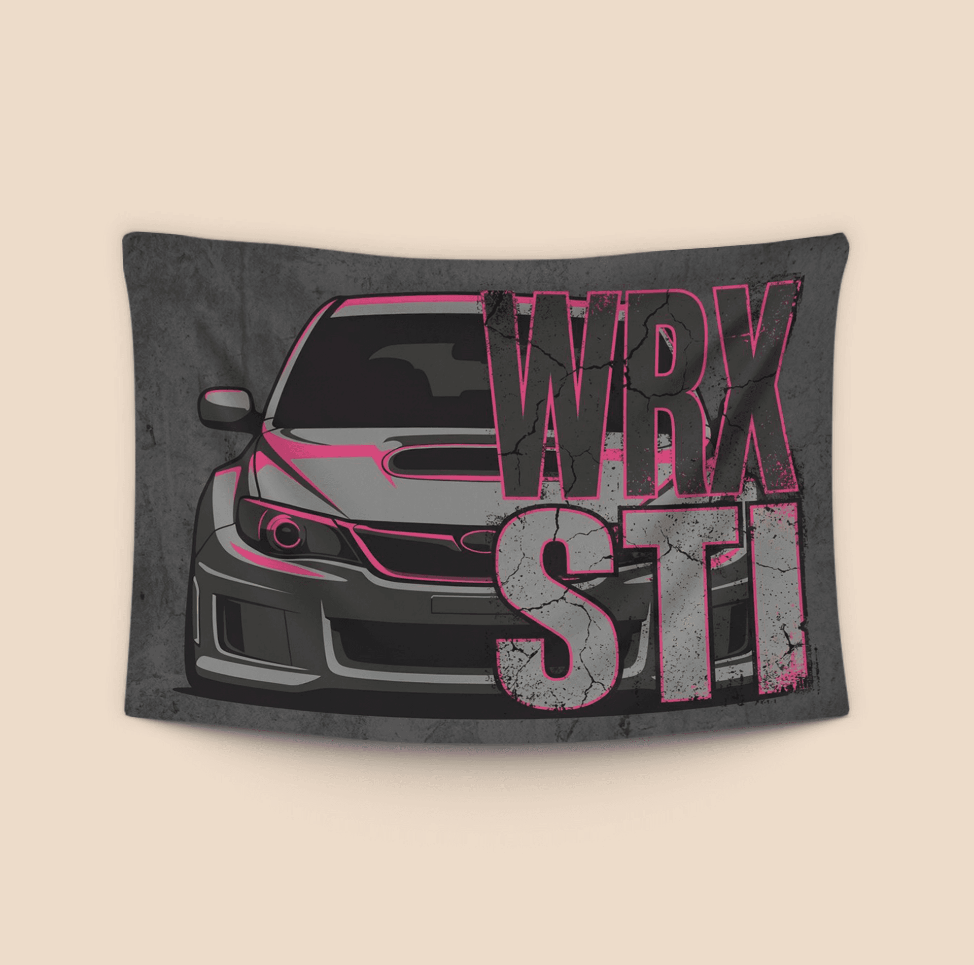 Subaru WRX STi Concrete Grunge Neon Poster