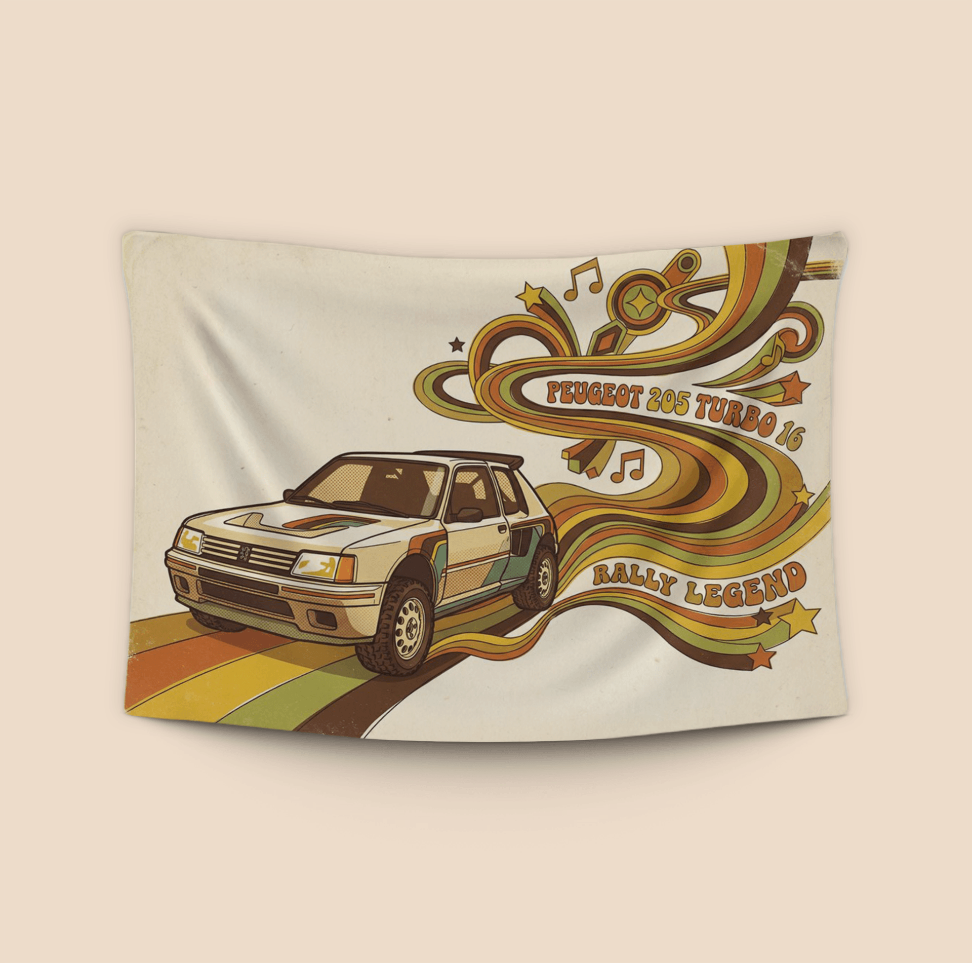 Peugeot 205 Turbo 16 Retro 70s Art