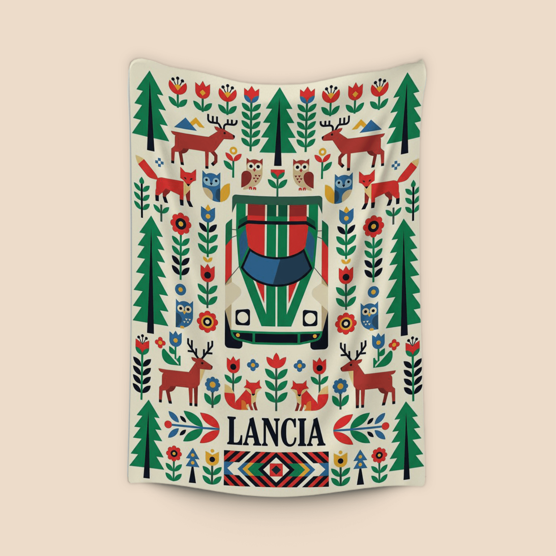 Lancia Stratos Folk Art Forest Pattern
