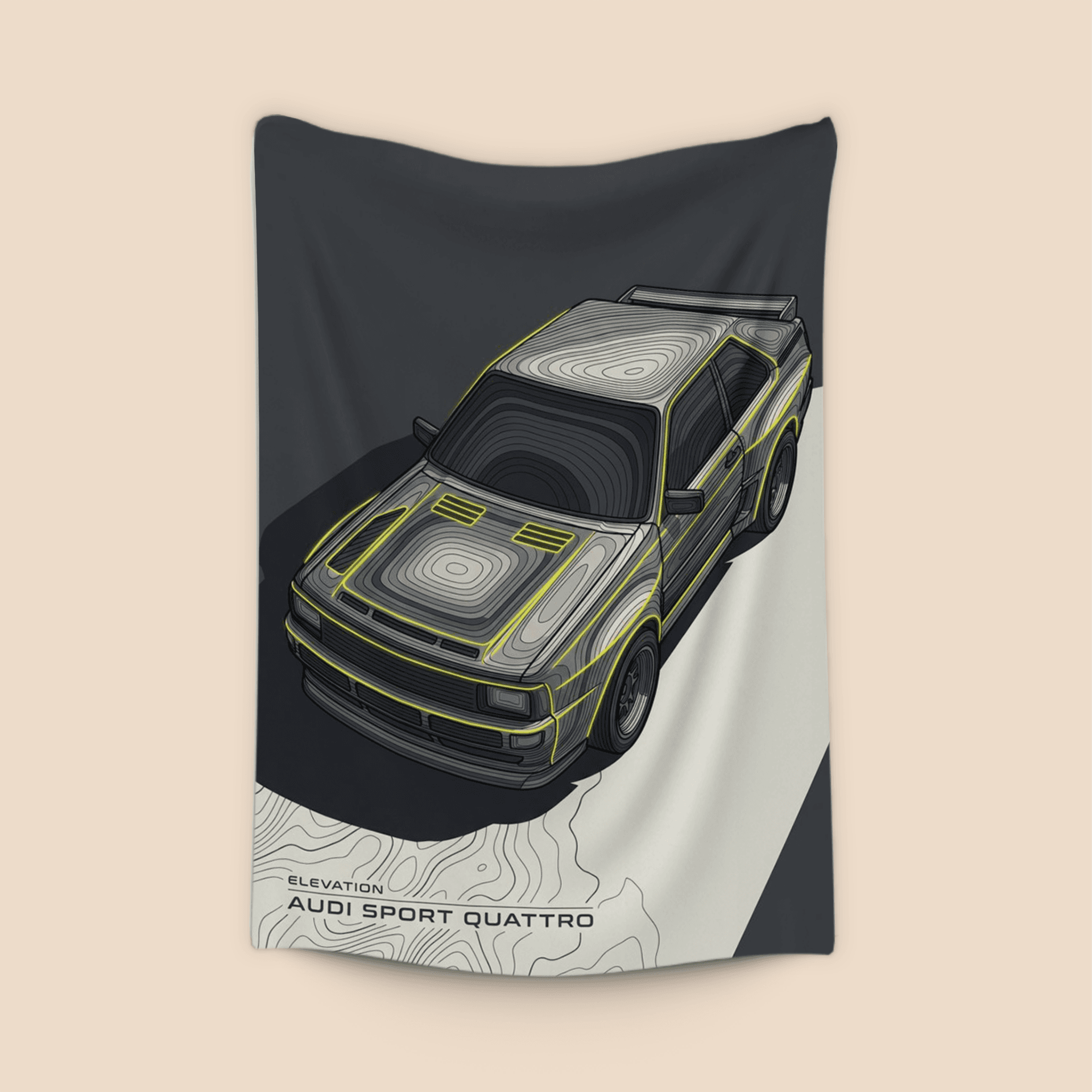 Audi Sport Quattro Neon Topographic Elevation Art