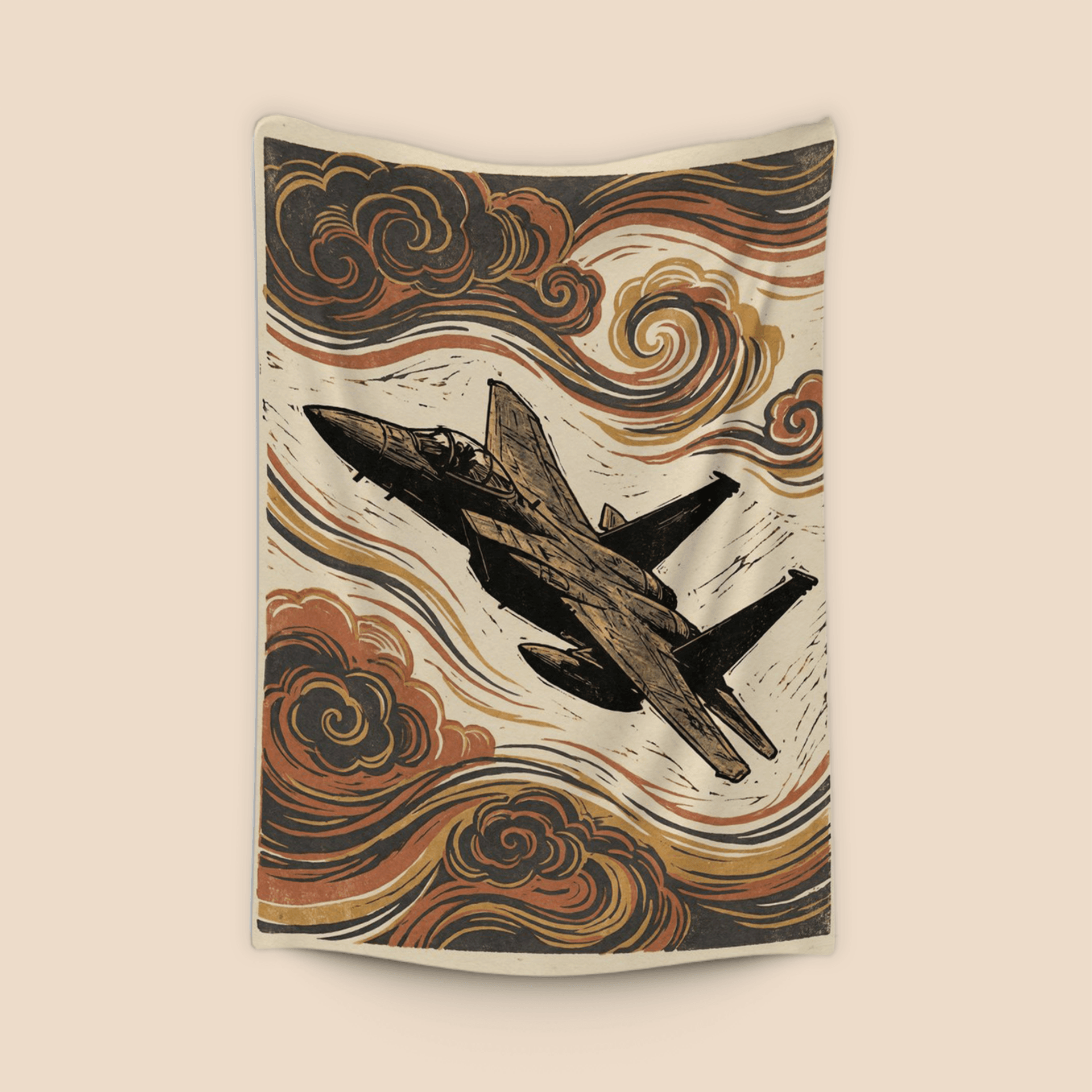 Ukiyo-e F-15 Eagle Woodcut