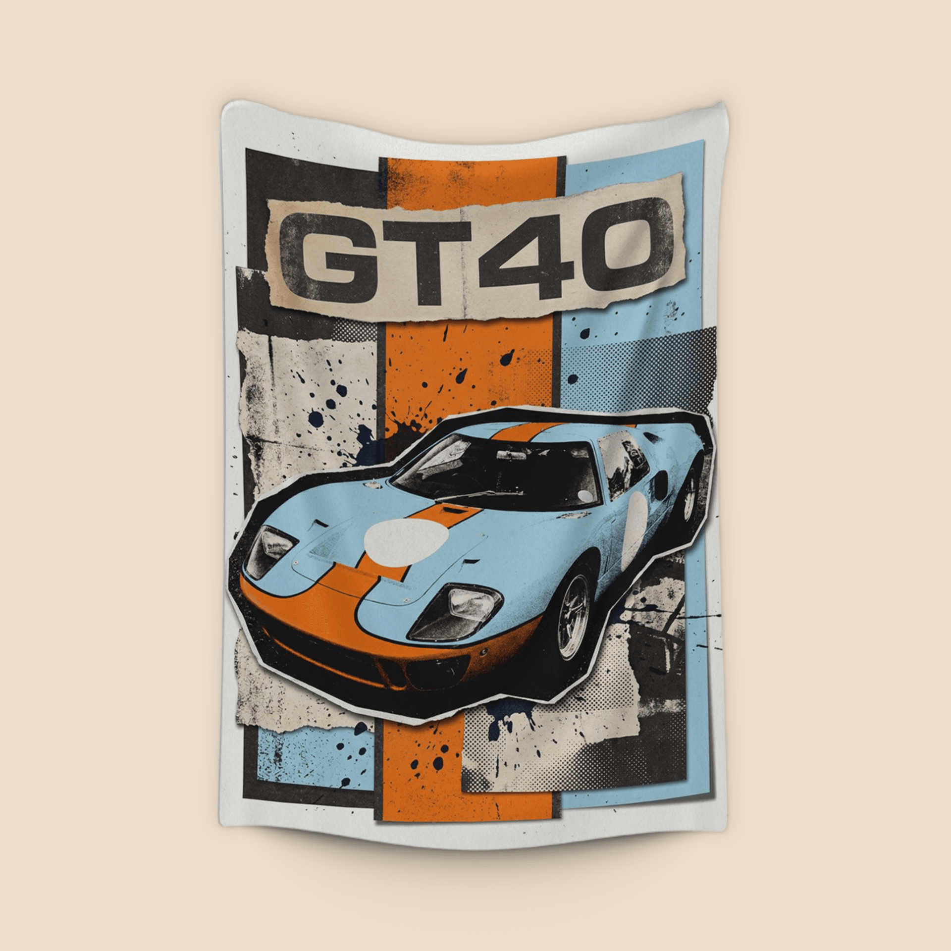 Ford GT40 Gulf Livery Grunge Collage