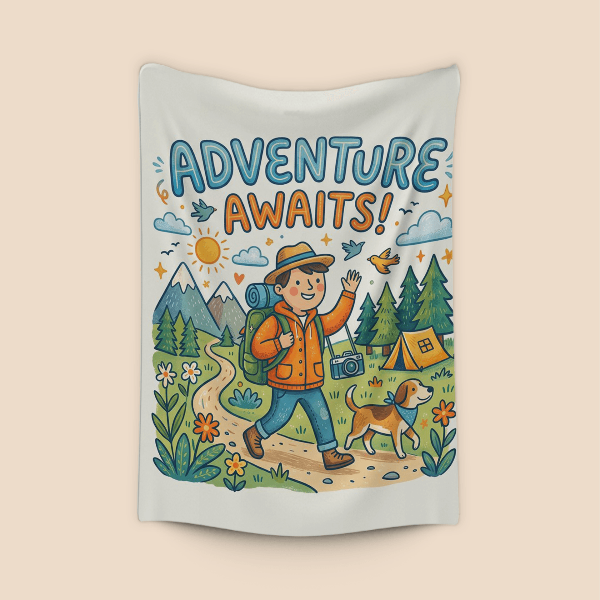 Adventure Awaits Hiking Illustration