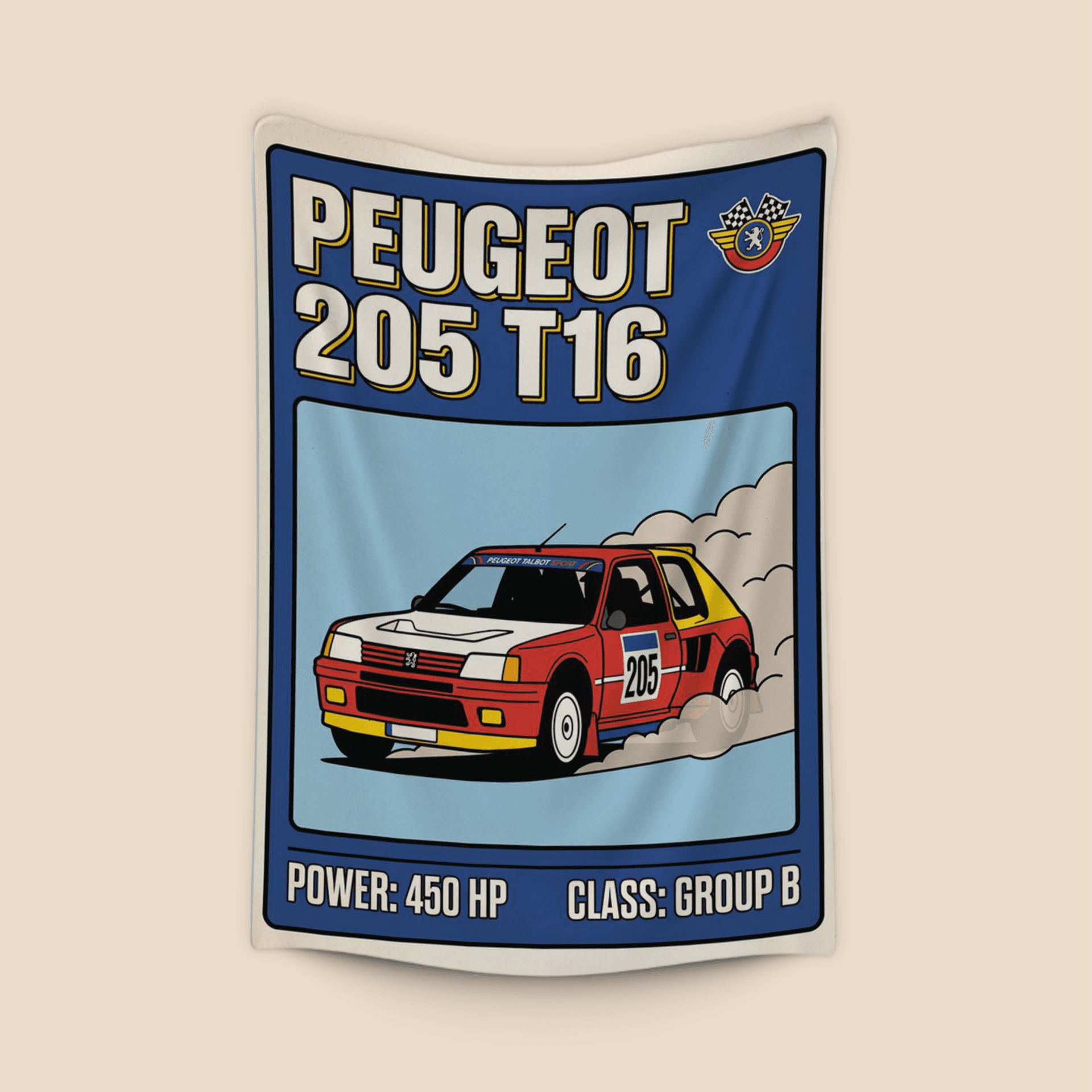 Peugeot 205 T16 Retro Trading Card Art