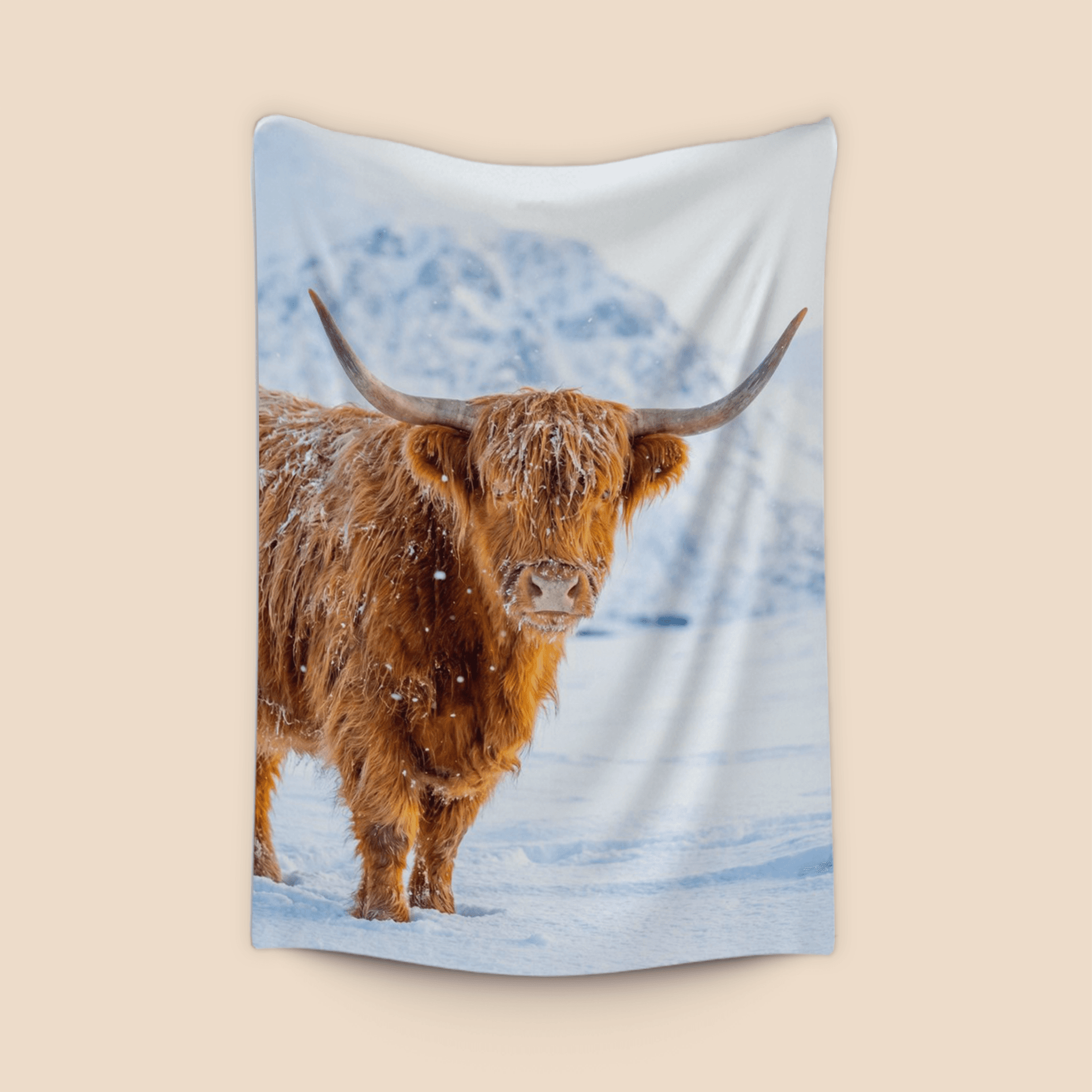 Winter Highland Cow: Snow-Dusted Scottish Portrait