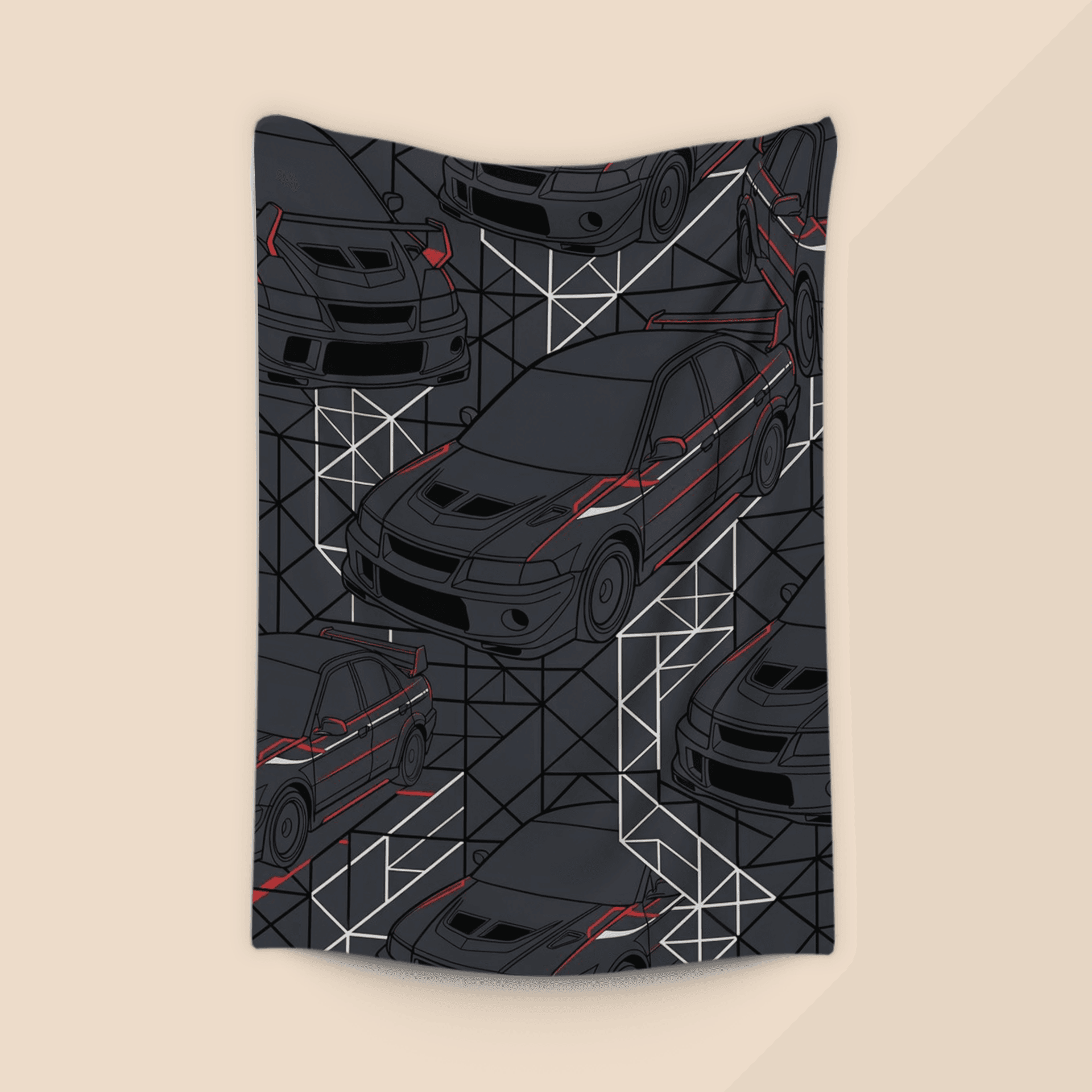 Mitsubishi Lancer Evo Cyberpunk Mecha Seamless Pattern Art