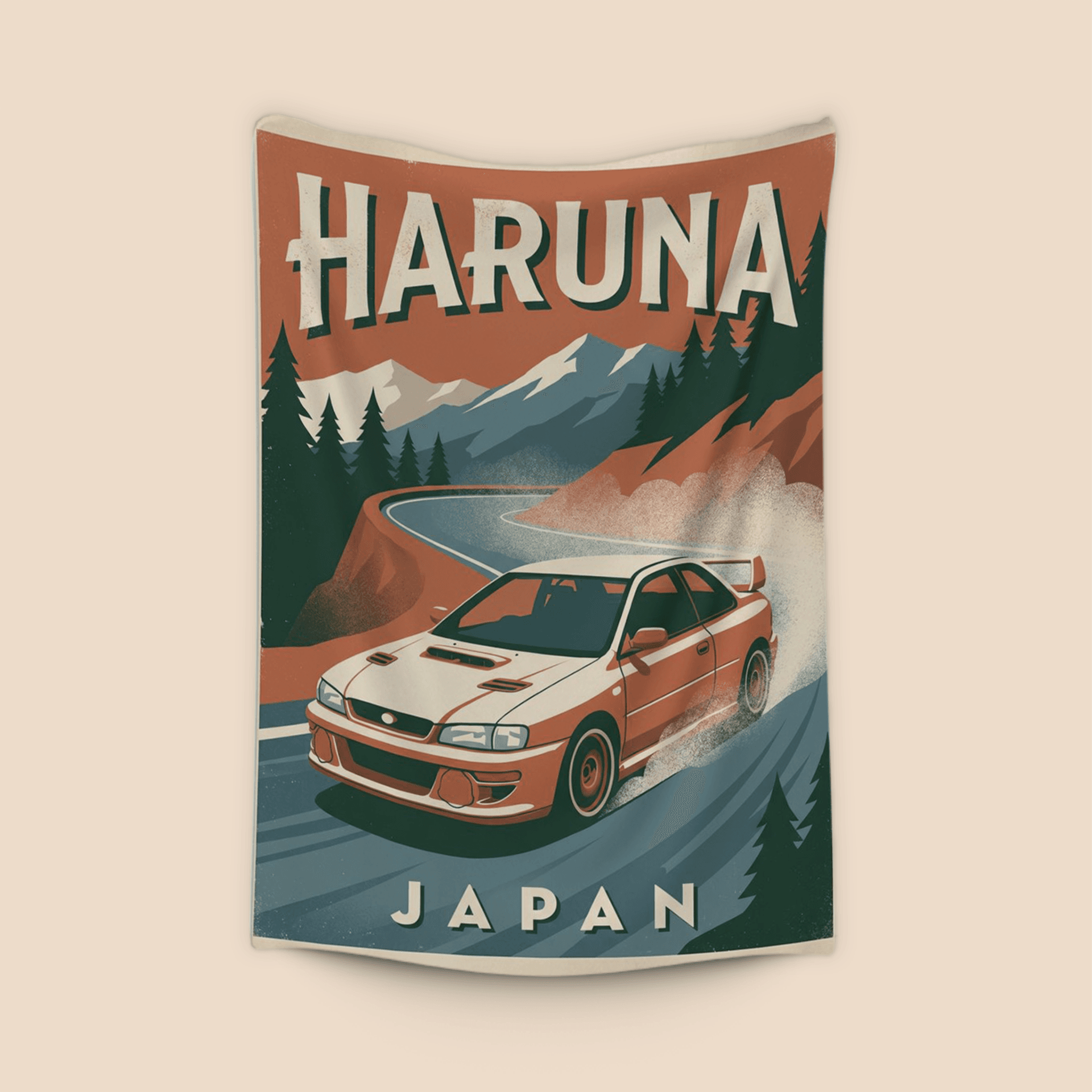 Mount Haruna - Subaru Impreza Retro Travel Poster