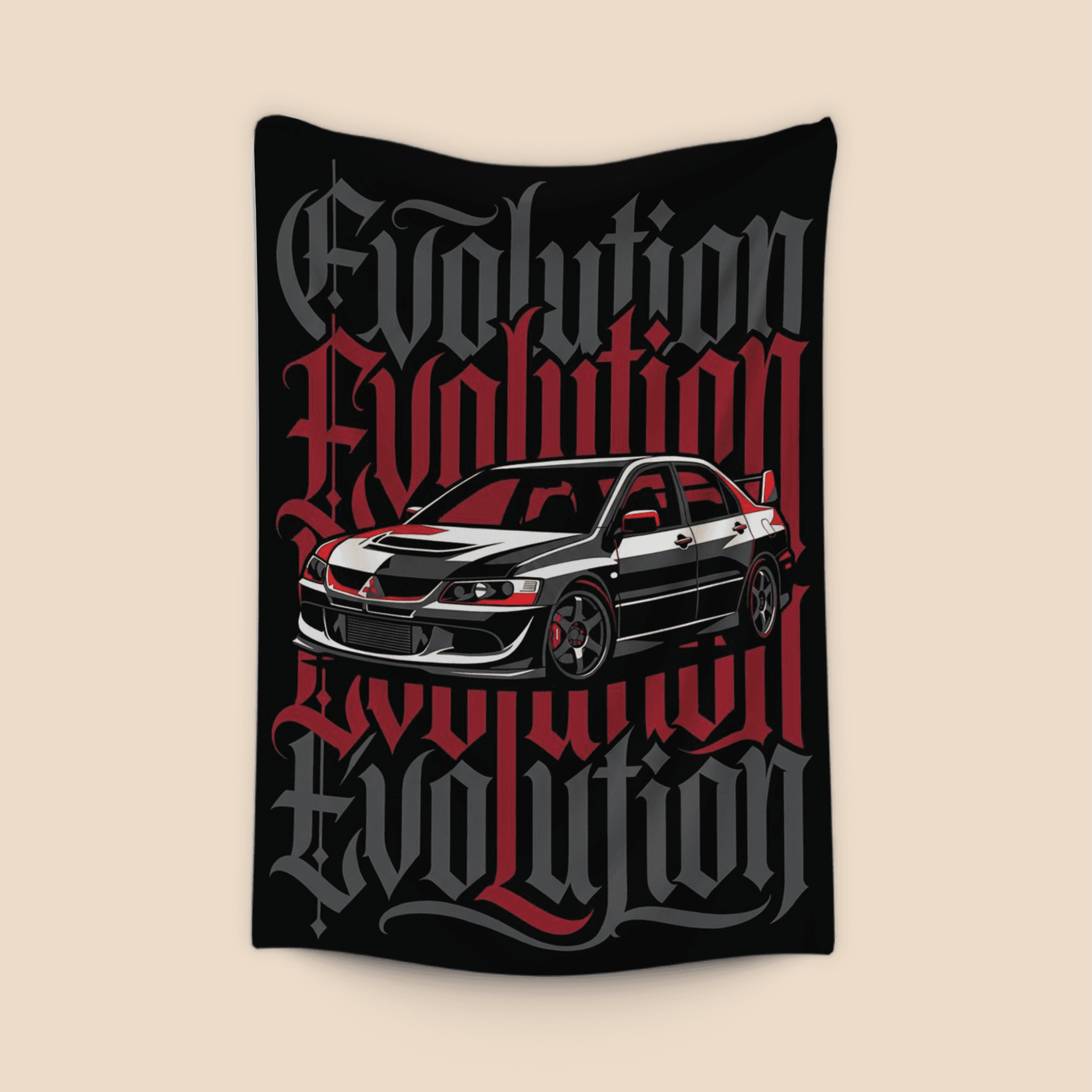 Mitsubishi Lancer Evolution Blackletter Graphic Poster