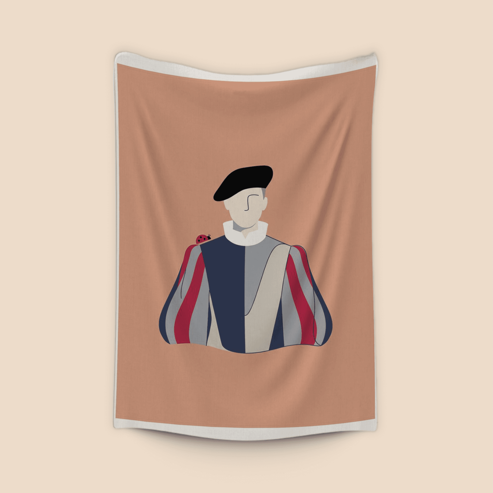 The Guard's Ladybug: Minimalist Swiss Guard Art