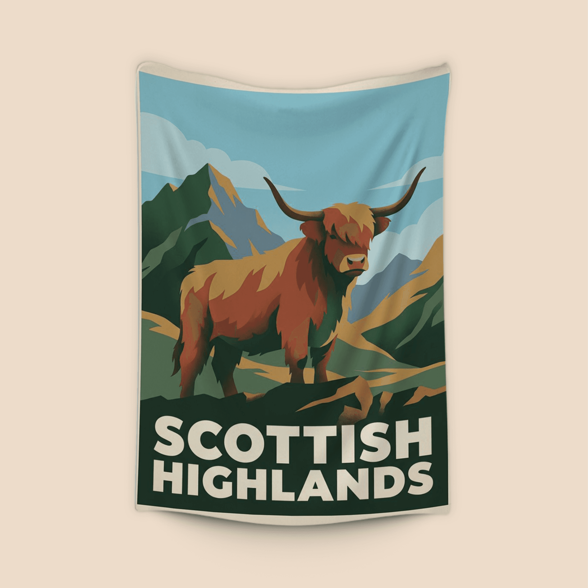 Scottish Highlands Retro Poster: Highland Cow