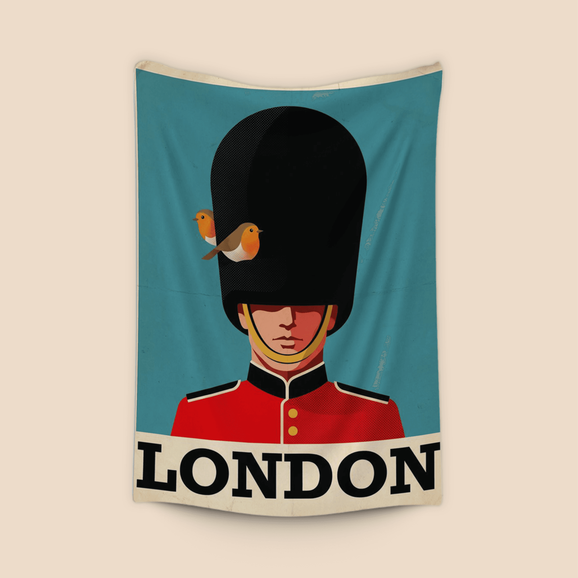 London Retro Poster: Classic Guard and Robins