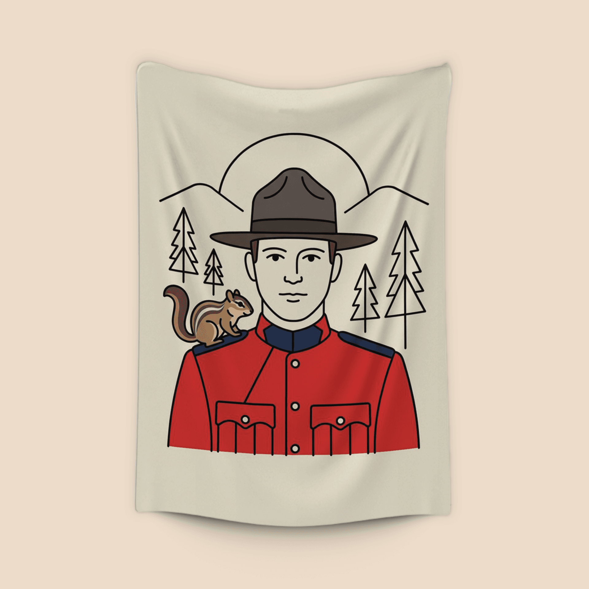 The Mountie and the Chipmunk - Minimalist Line Art Portrait