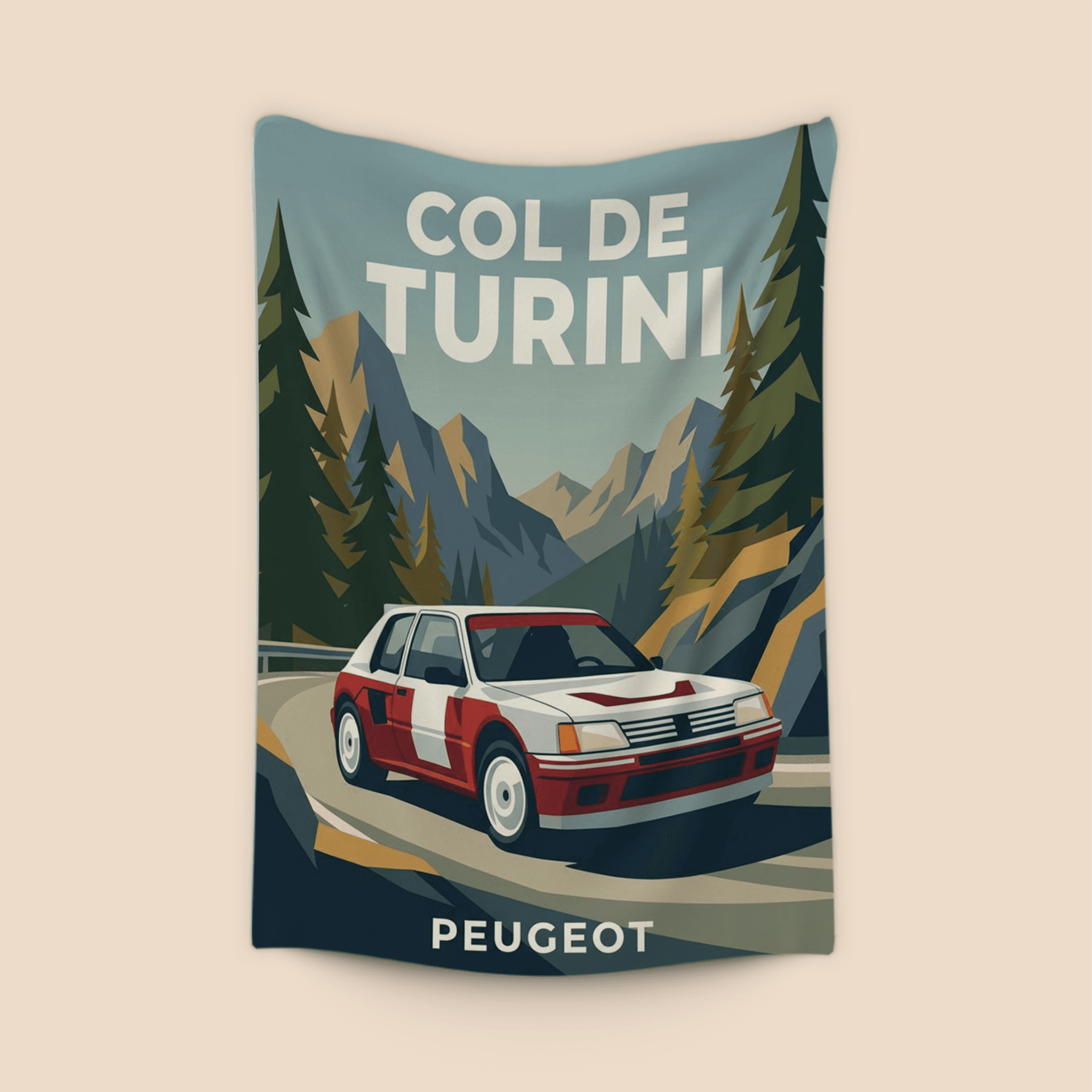 Col de Turini: Peugeot 205 T16 Retro Poster