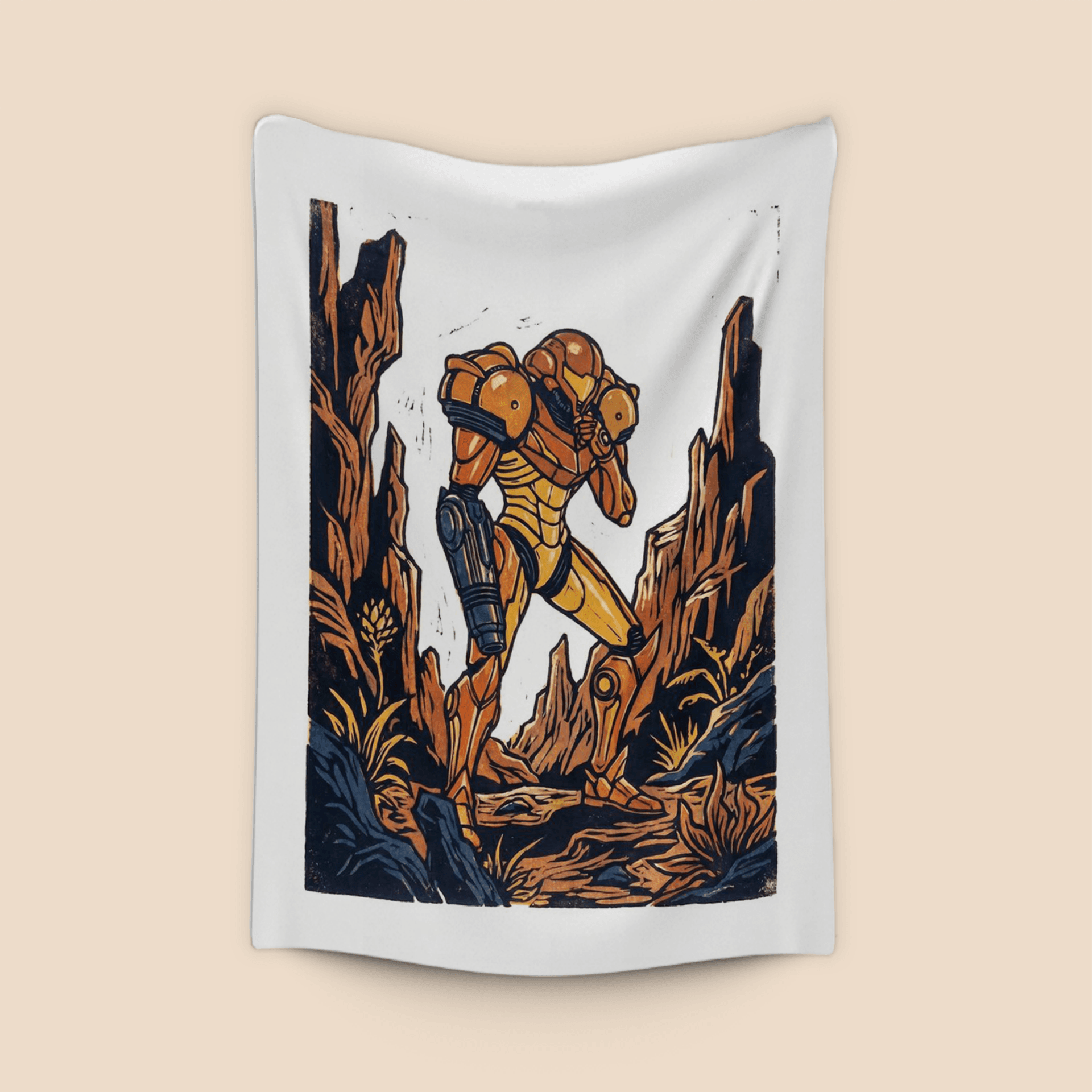 Metroid Varia Suit Woodcut