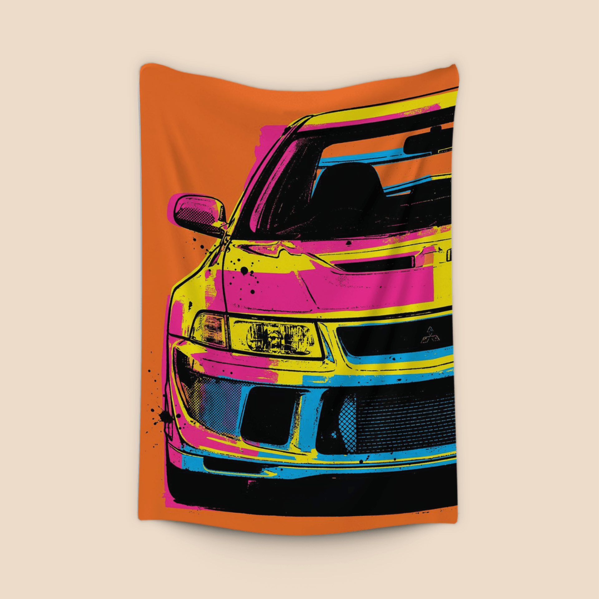 Mitsubishi Lancer Evolution Neon Pop Art Poster