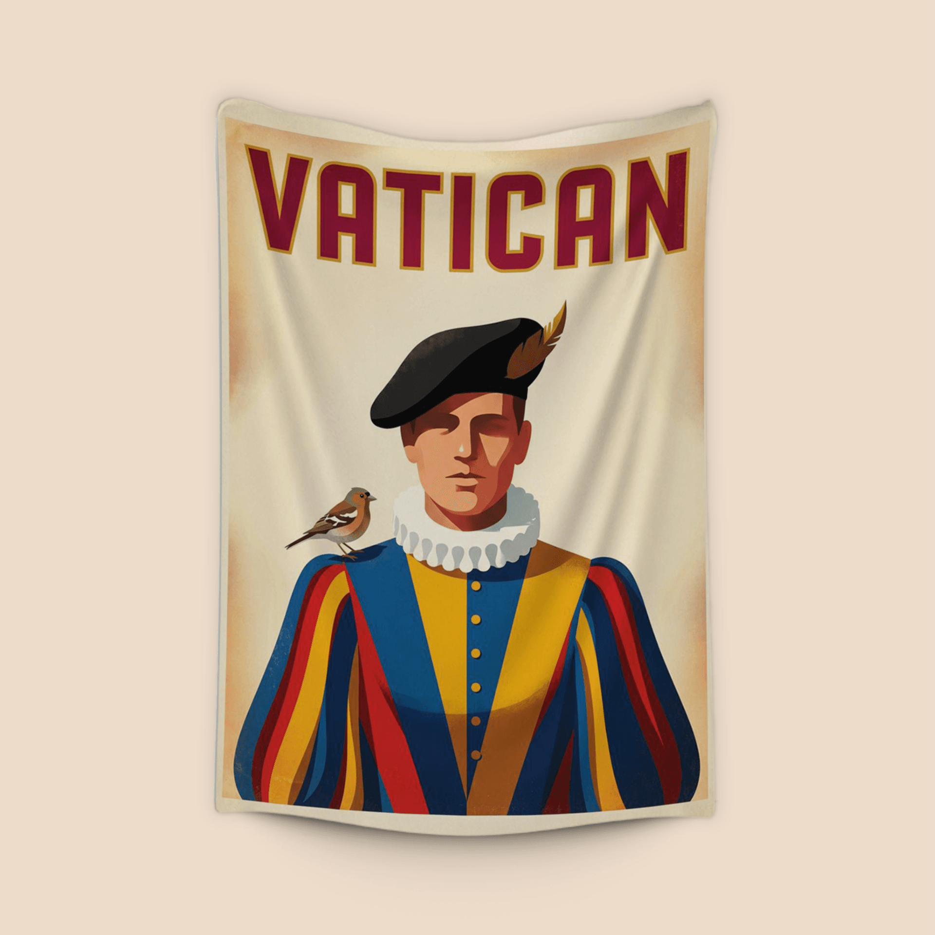 Vatican Retro Poster: Swiss Guard and Chaffinch