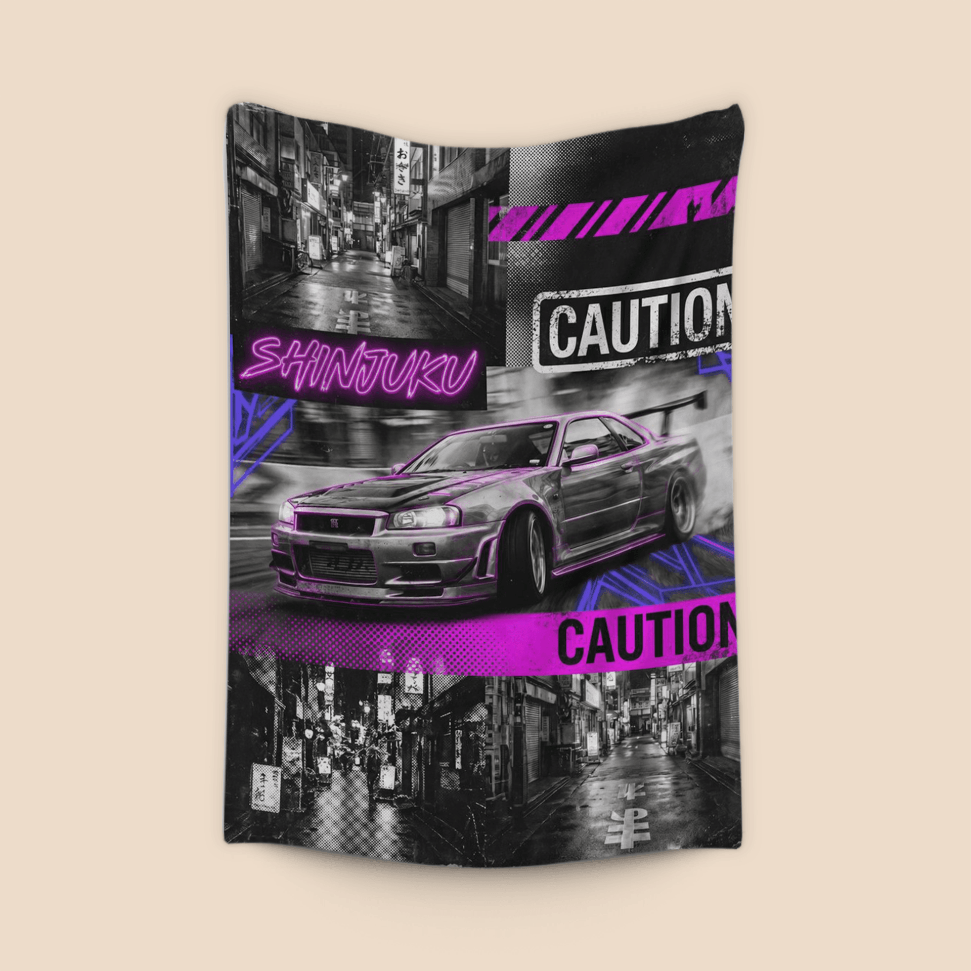 Caution in Shinjuku: Nissan GT-R R34 Collage