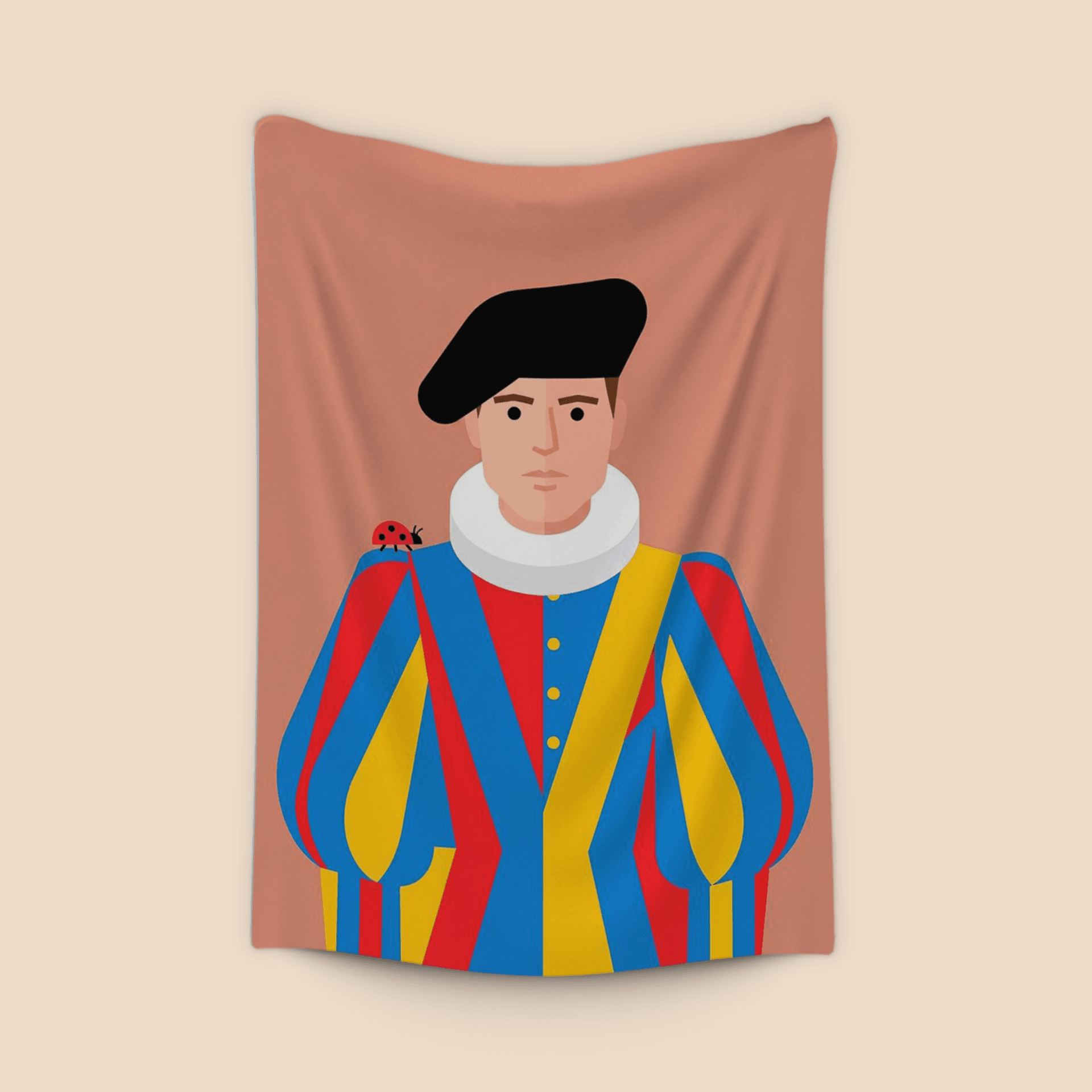 The Guard's Ladybug: Minimalist Swiss Guard Art