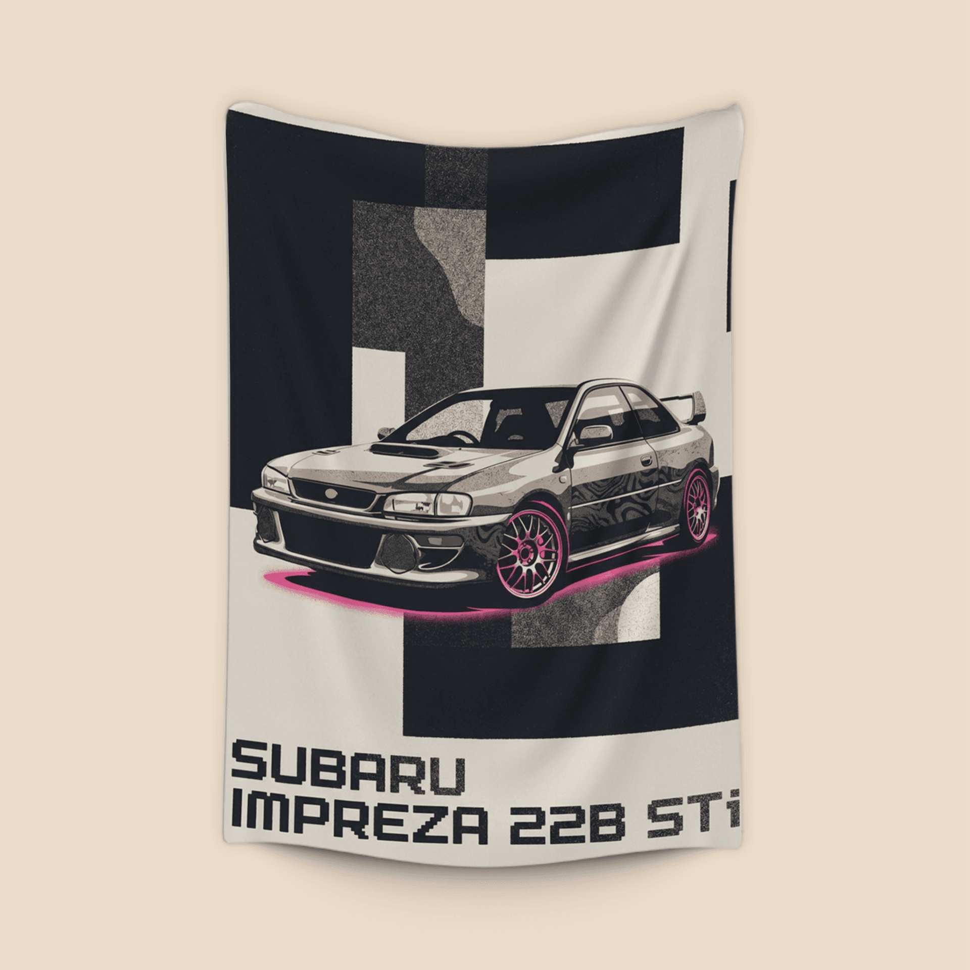 Subaru Impreza 22B STi Brutalist Neon Graphic Poster