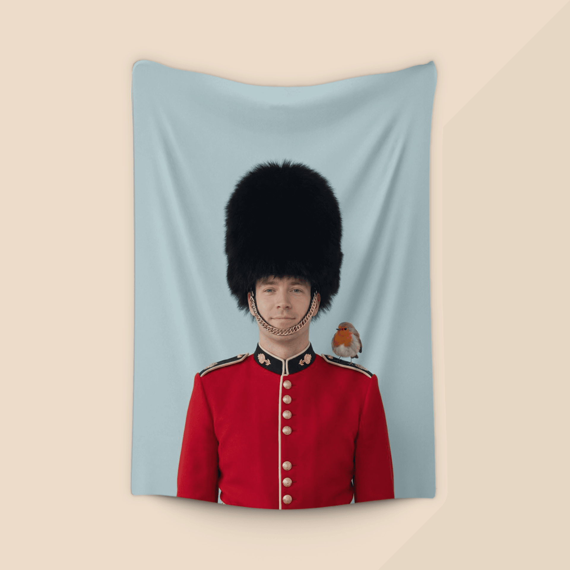 The Guard's Gentle Friend: British Guard with Robin