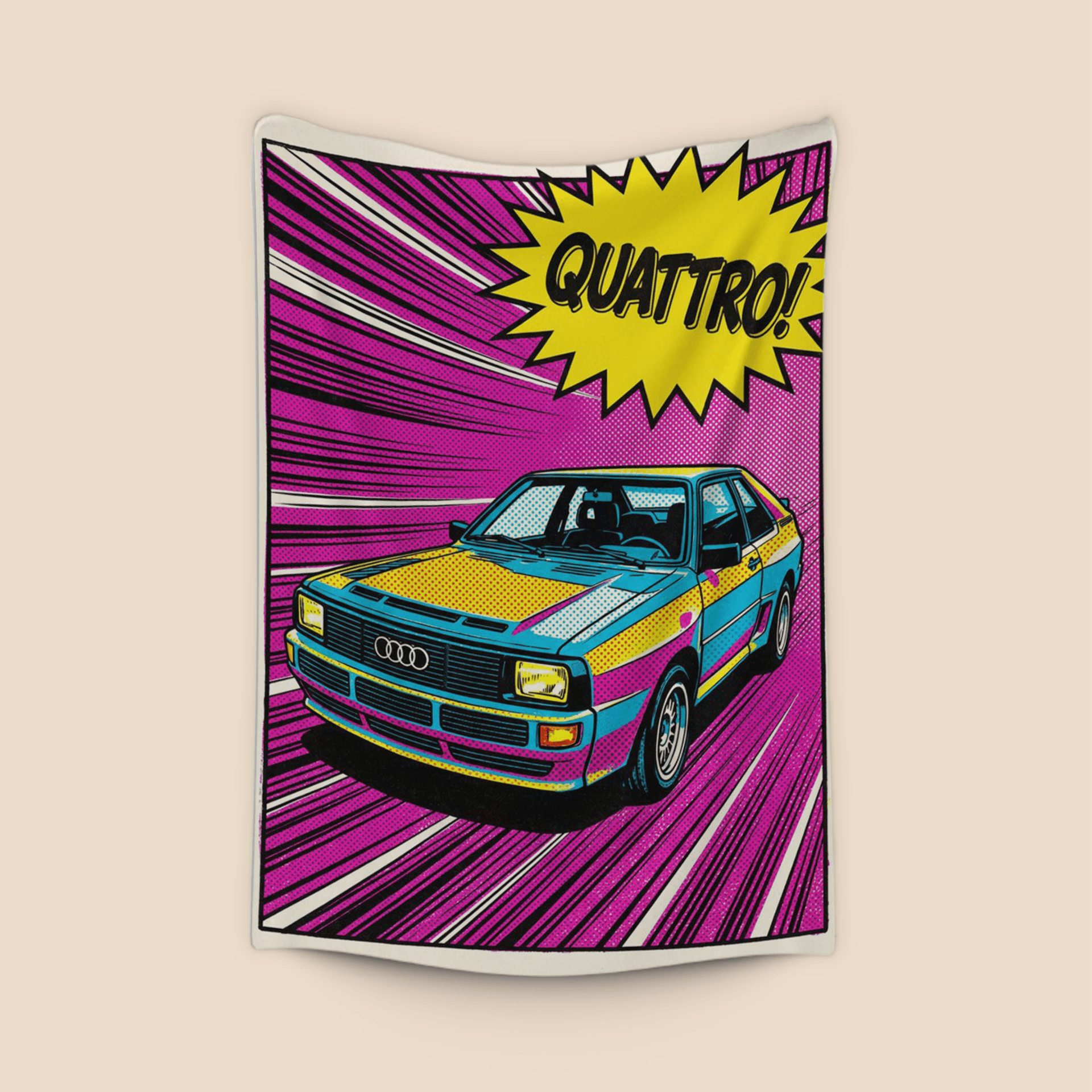 Audi Quattro Comic Book Pop Art Poster
