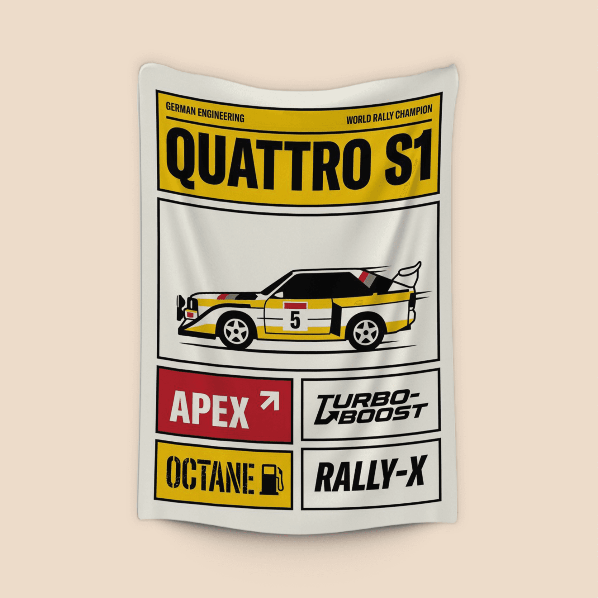 Audi Quattro S1 Typographic Retro Art