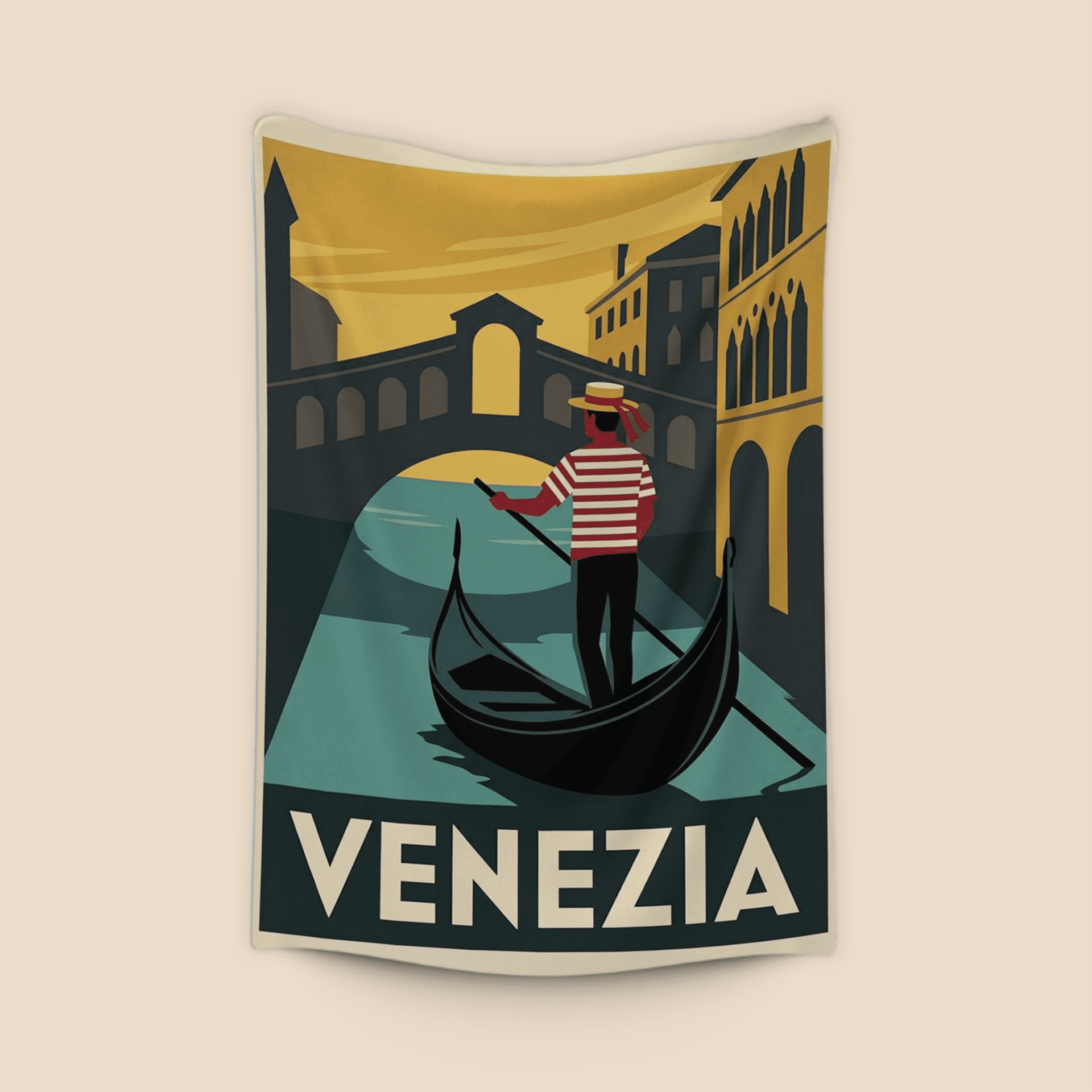 Venezia Retro Poster: Classic Venetian Gondola