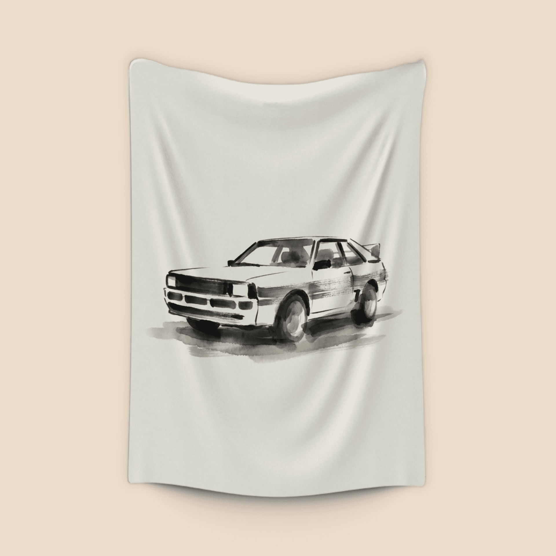 Audi Quattro Minimalist Sumi-e Ink Wash Painting
