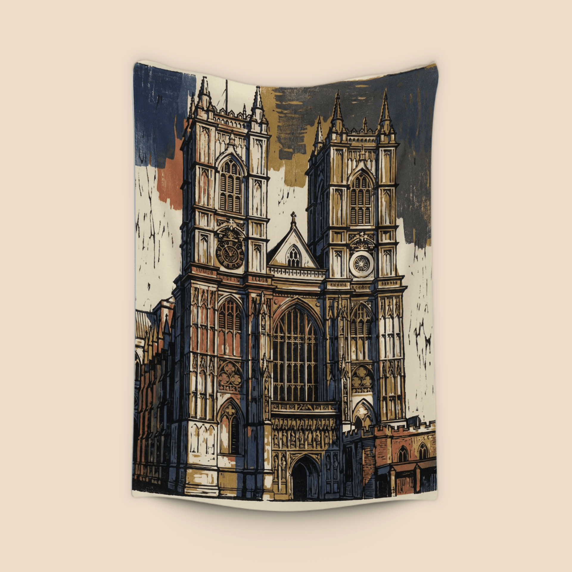 Gothic Westminster Abbey Linocut
