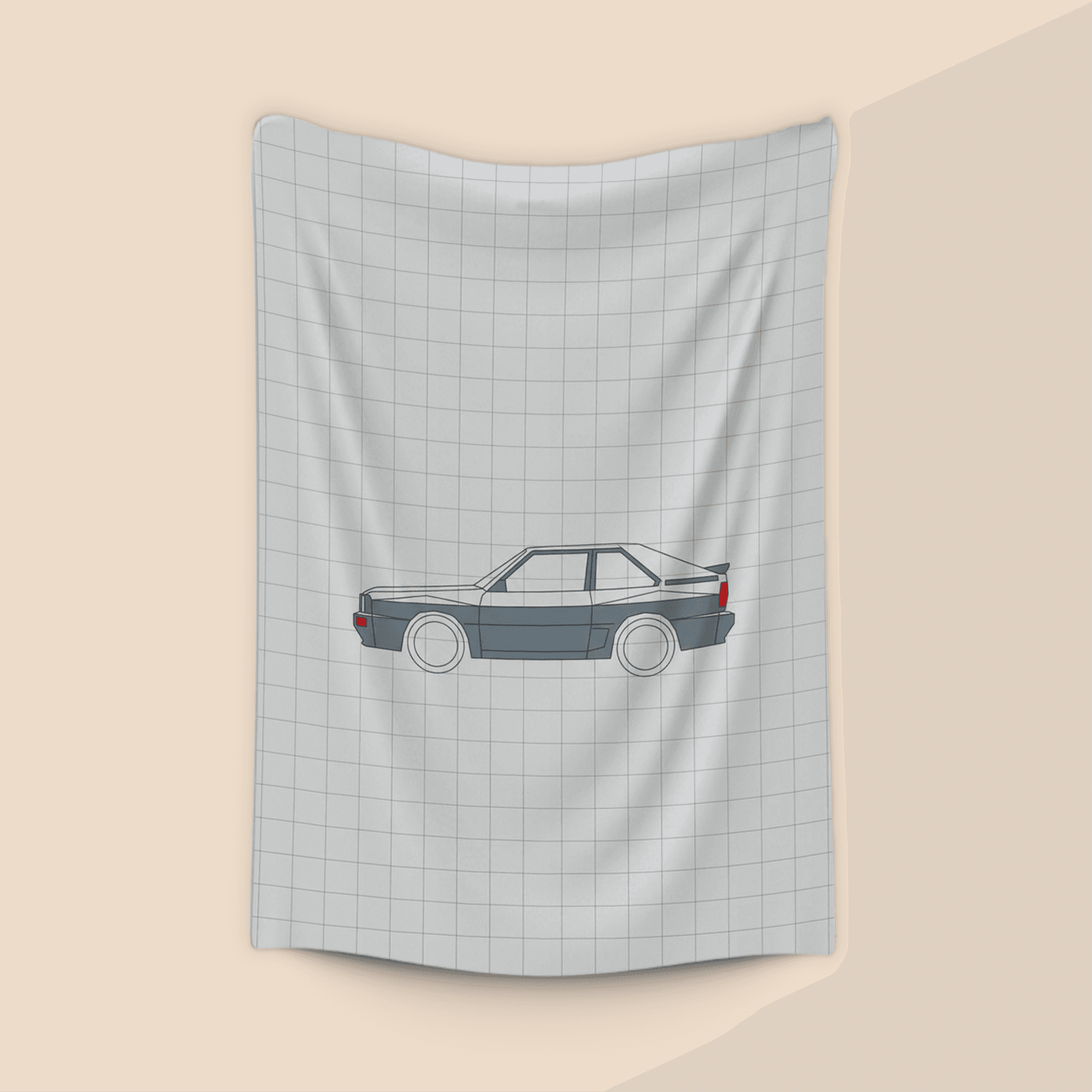 Audi Sport Quattro Minimalist Grid Technical Drawing