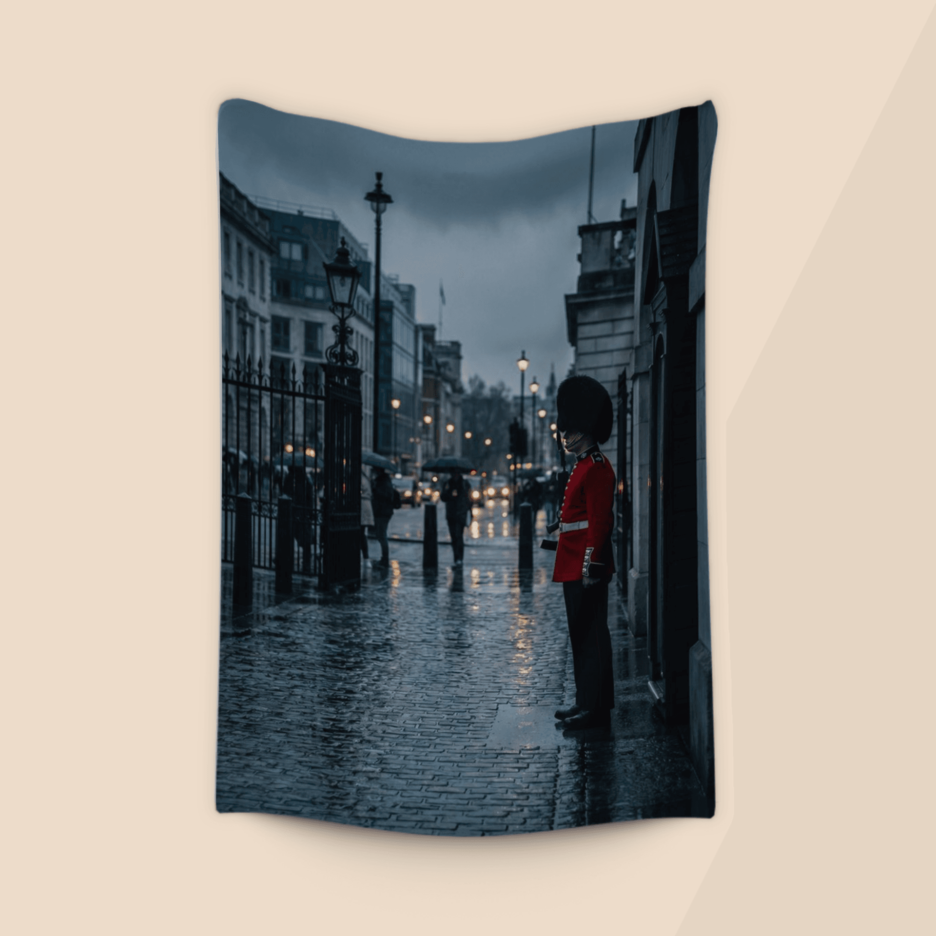 London Rain: Classic Royal Guard in the Gloom