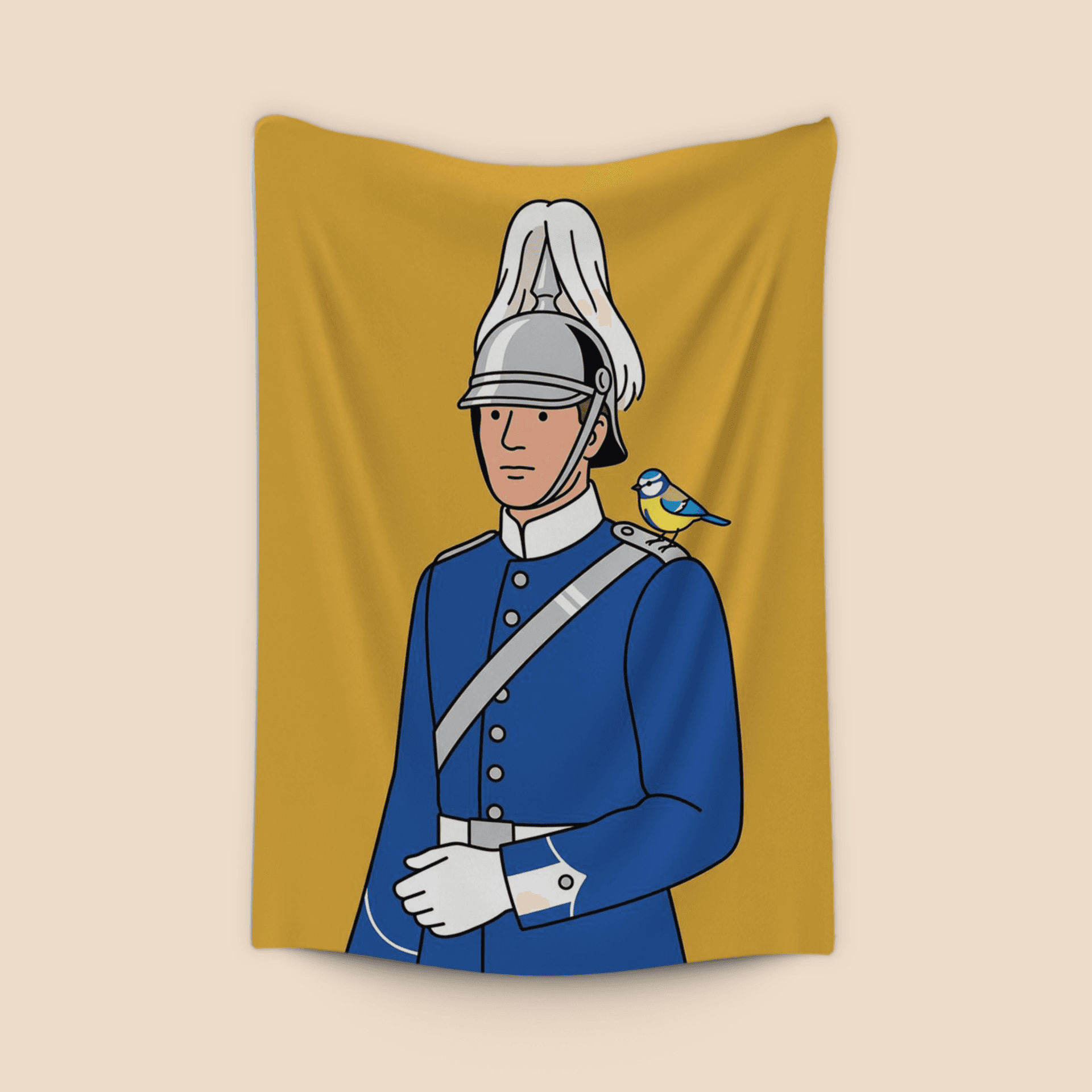 The Guard's Blue Tit: Minimalist Swedish Guard Art