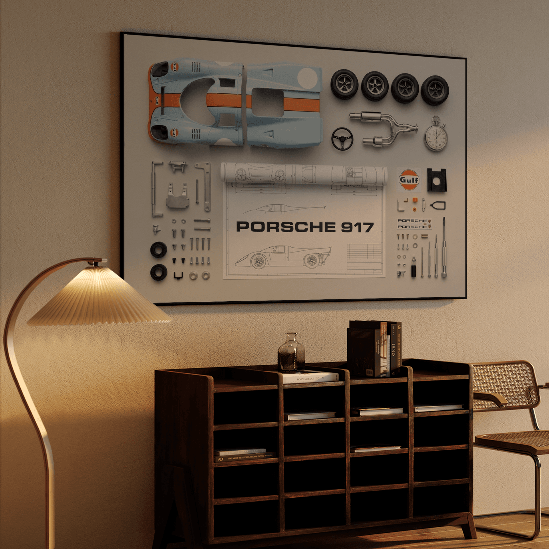 Porsche 917 Gulf Livery Knolling Concept