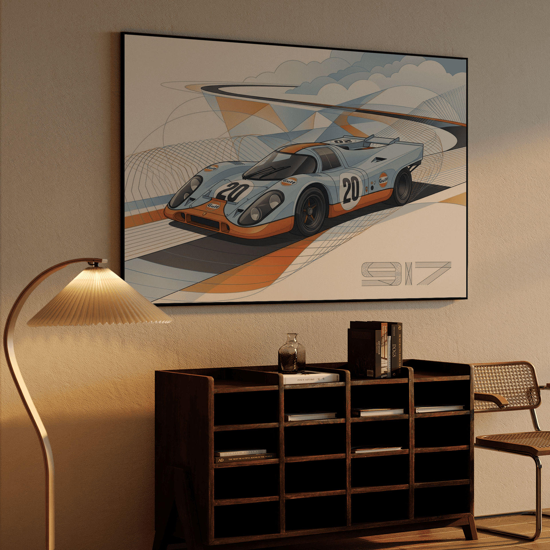 Porsche 917 Gulf Livery Wireframe Vector