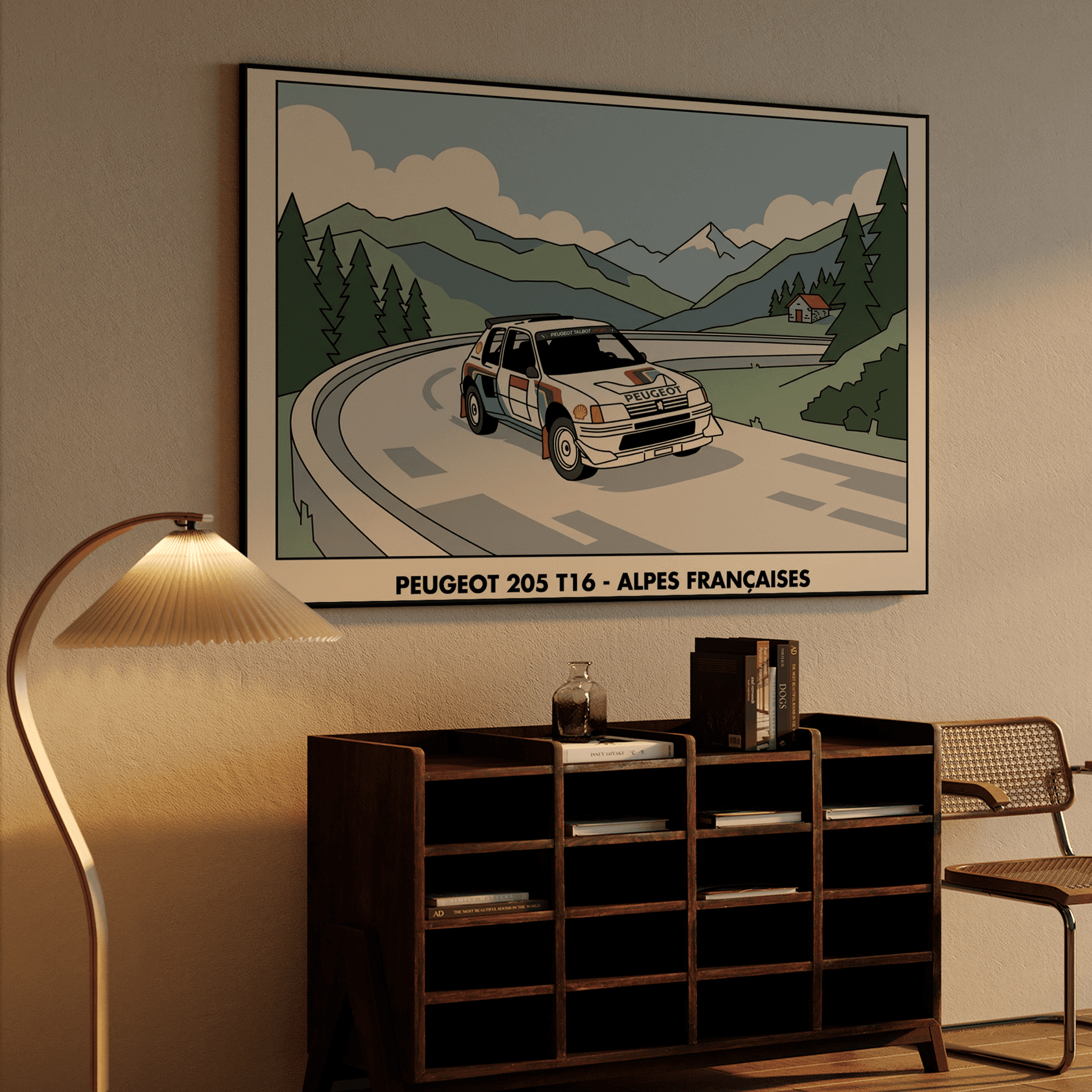 French Alps Rally - Peugeot 205 T16 Line Art Poster