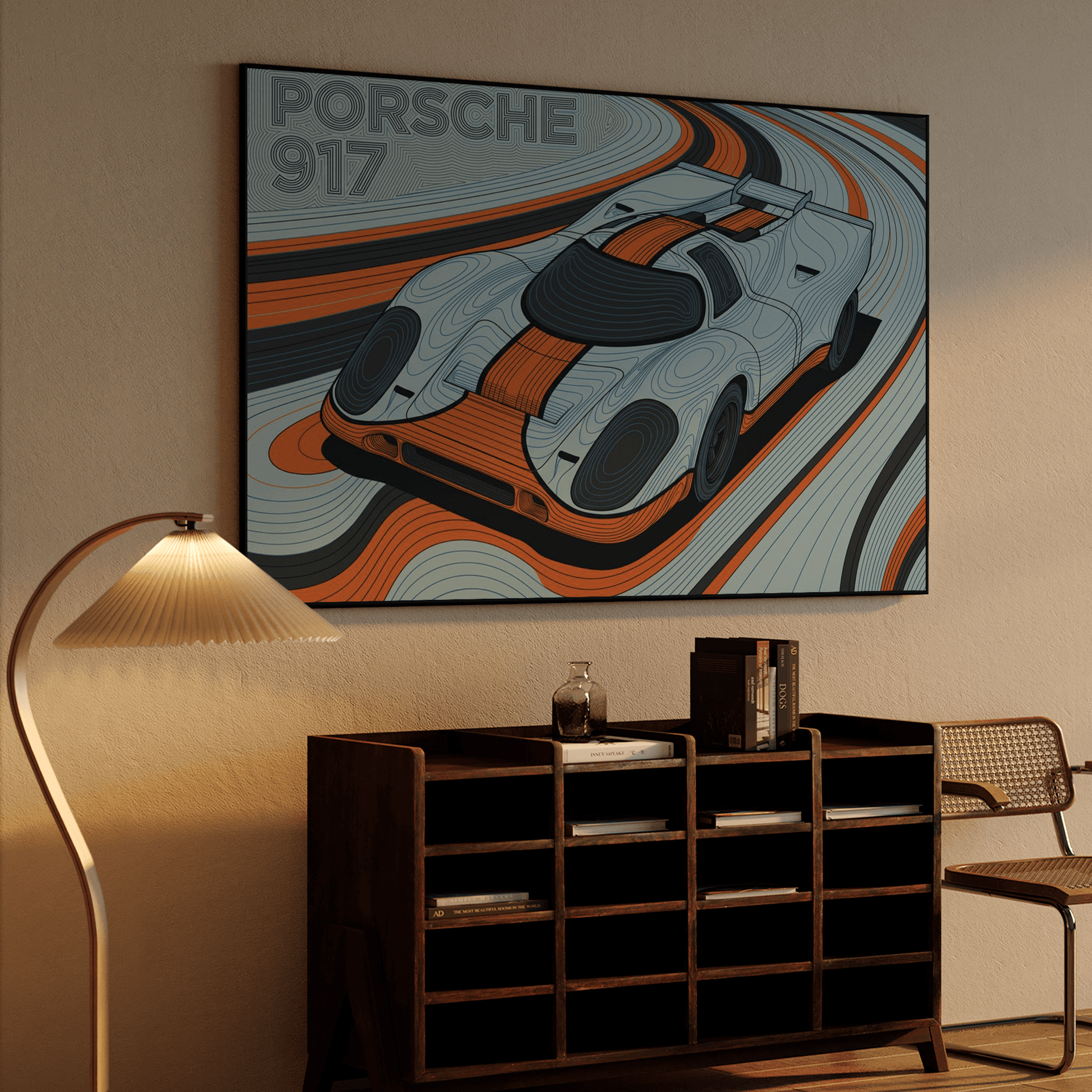 Porsche 917 Gulf Topographic Line Art