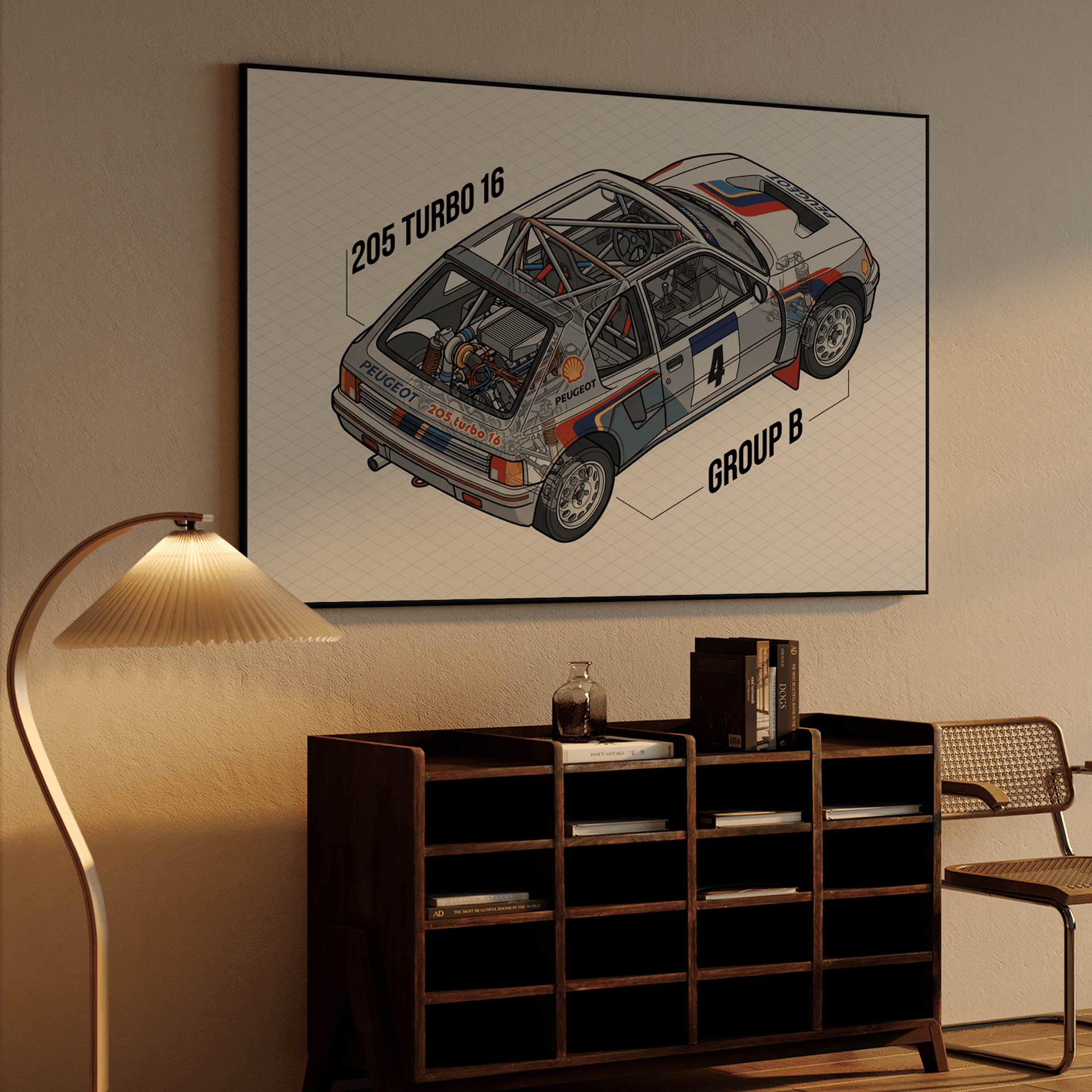 Peugeot 205 T16: Isometric Cutaway Illustration