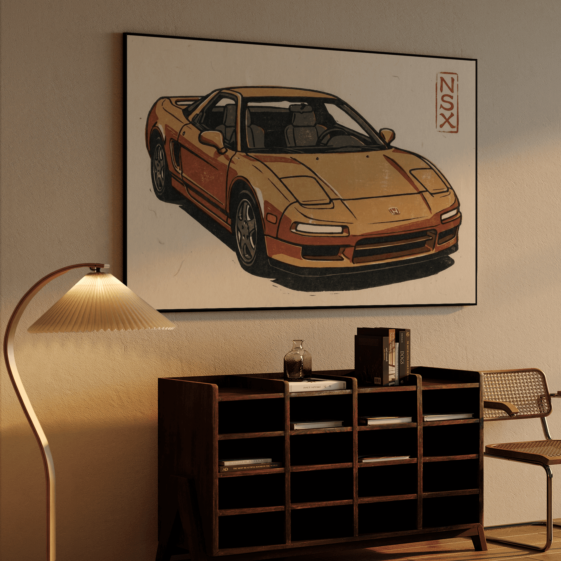Honda NSX Japanese Woodcut Art