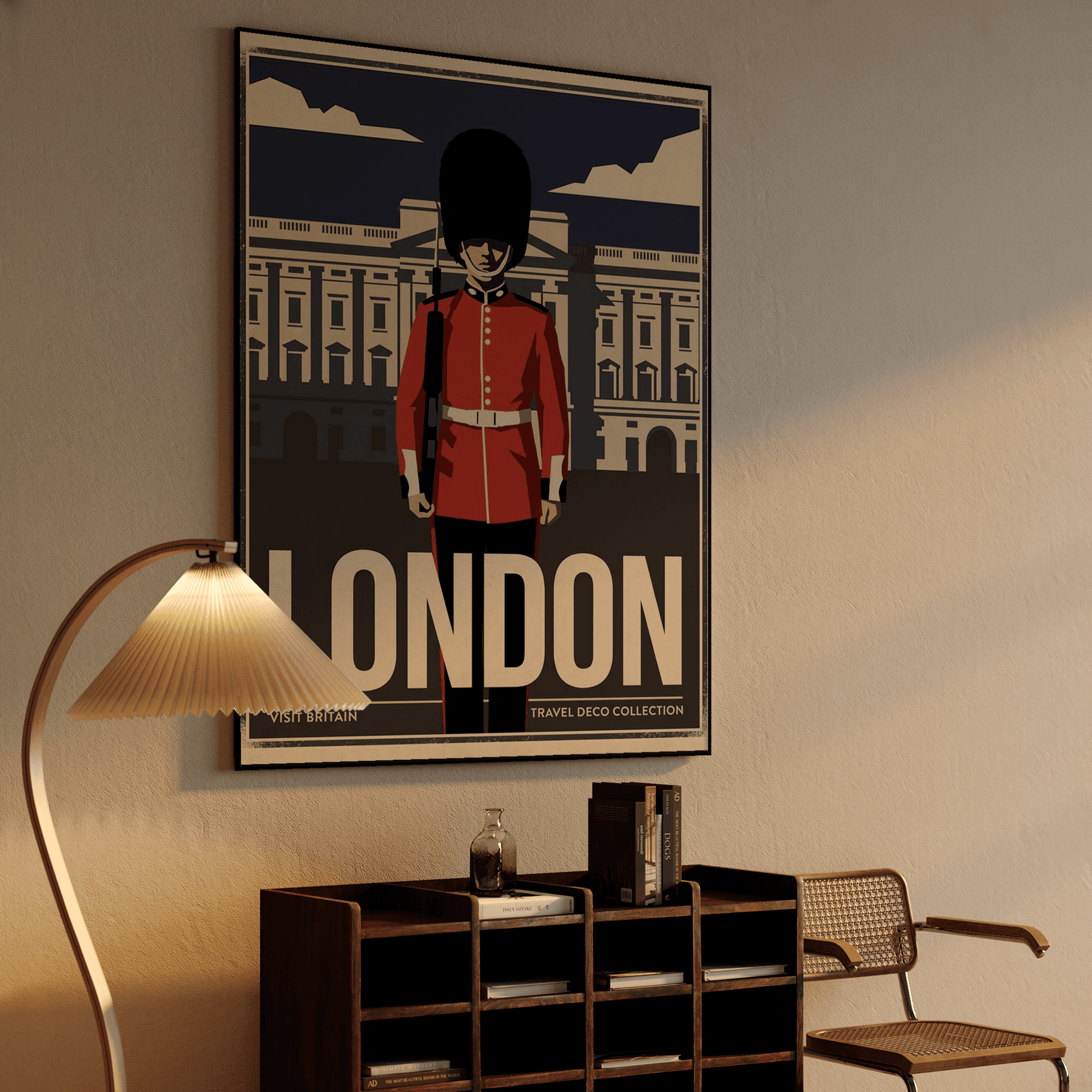 London Art Deco Poster: Royal Guard at Buckingham Palace