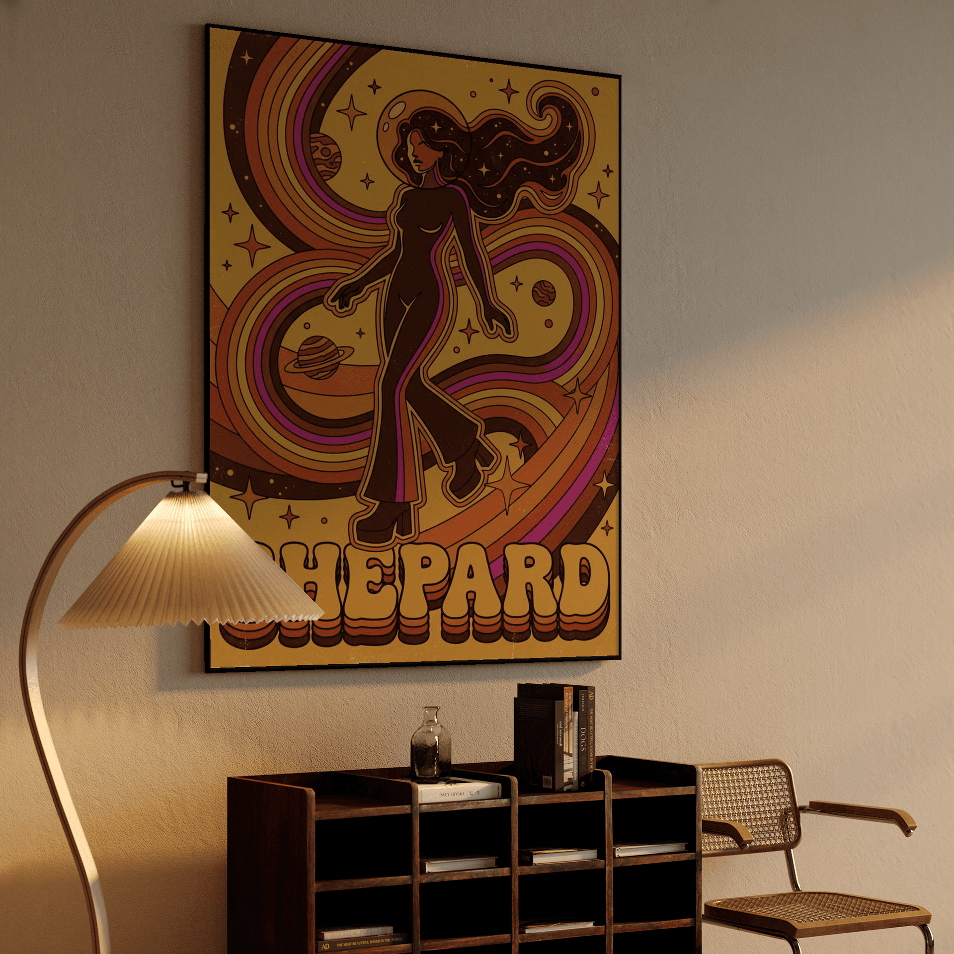 Commander Shepard Retro Cosmic Poster