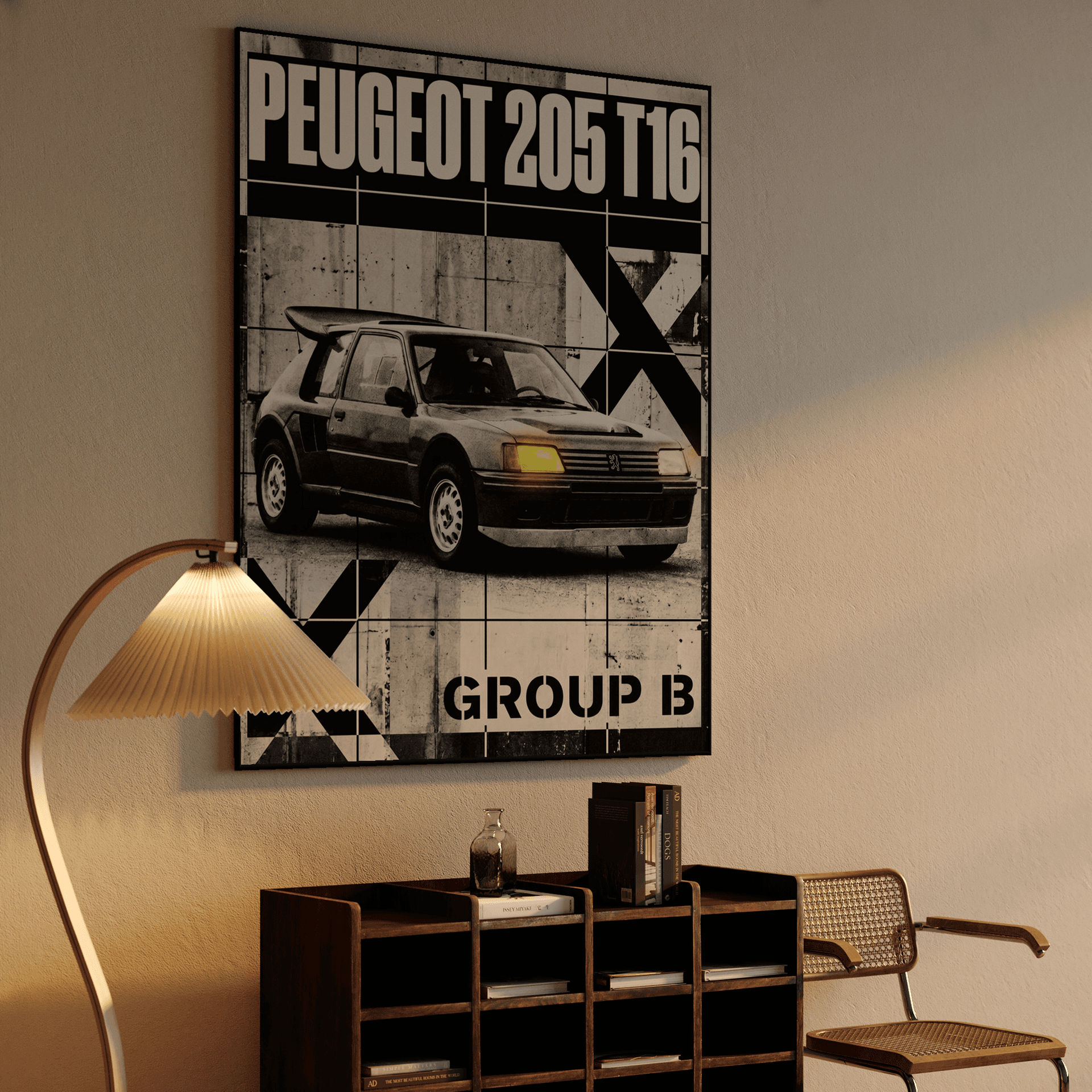 Peugeot 205 T16: Group B Brutalist Poster