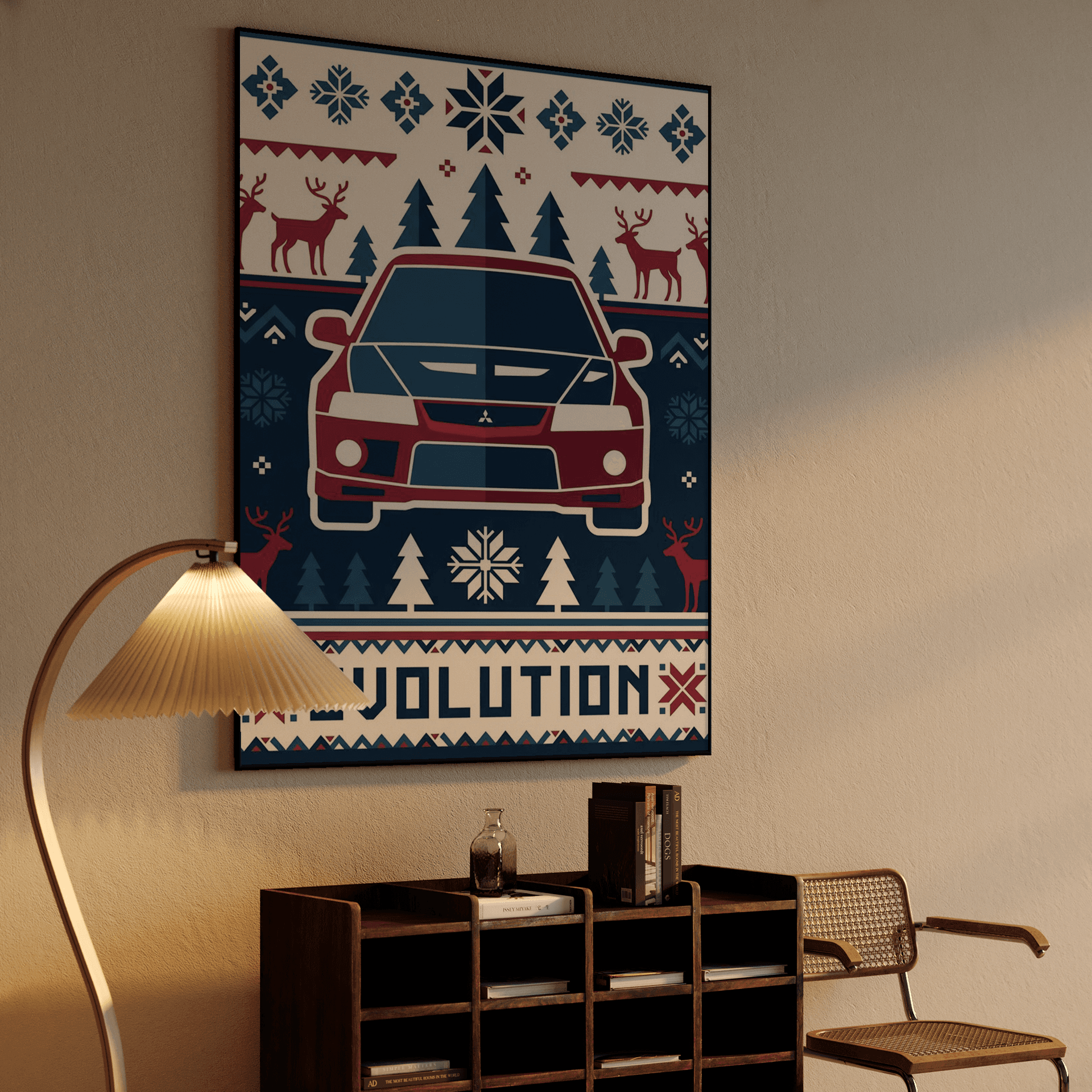 Mitsubishi Lancer Evo Nordic Holiday Knit Pattern Art