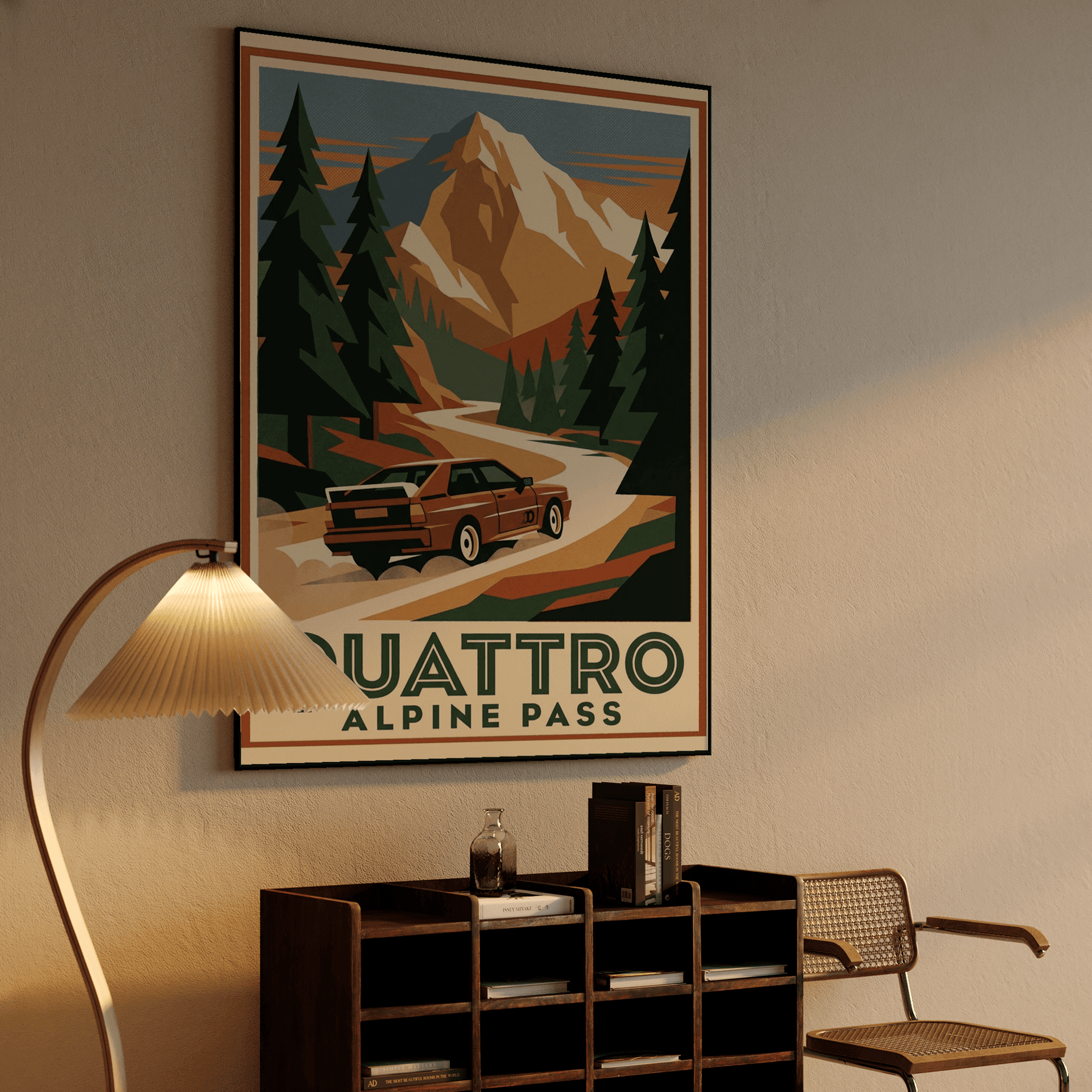 Quattro Alpine Pass - Retro Travel Poster
