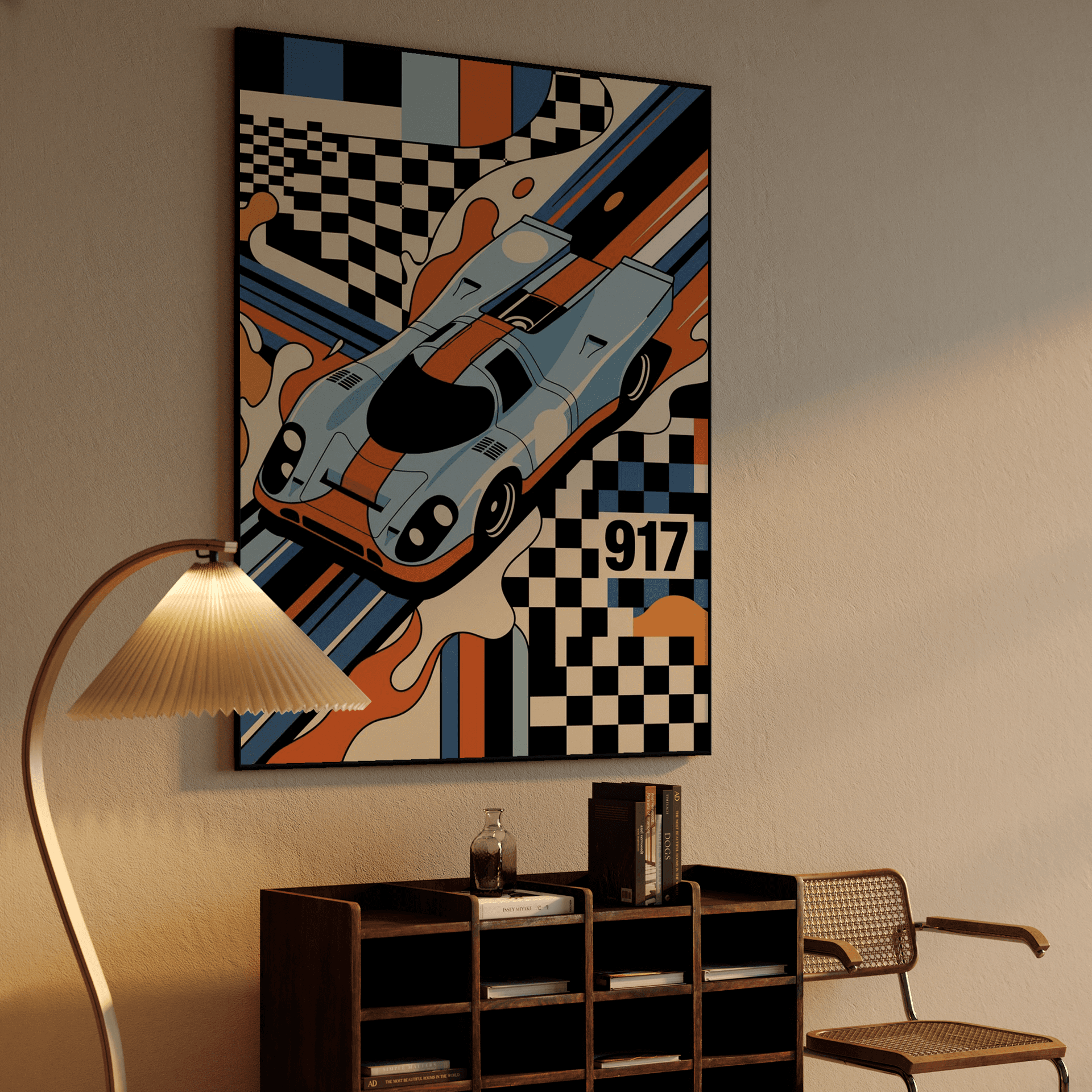 Porsche 917 Gulf Abstract Geometric Flat Art