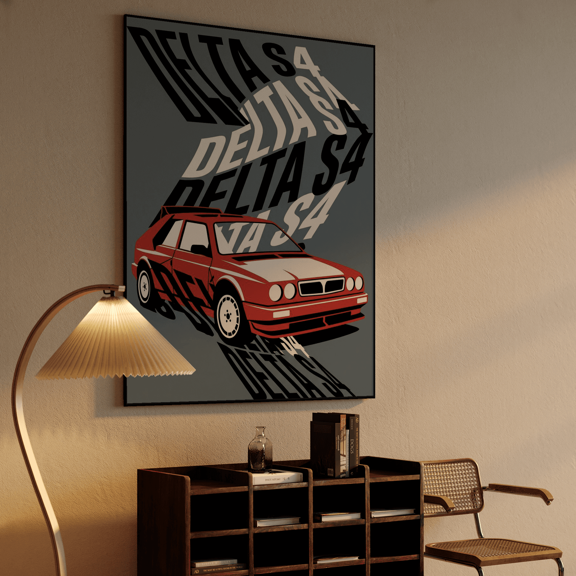 Lancia Delta S4 Typographic Retro Art